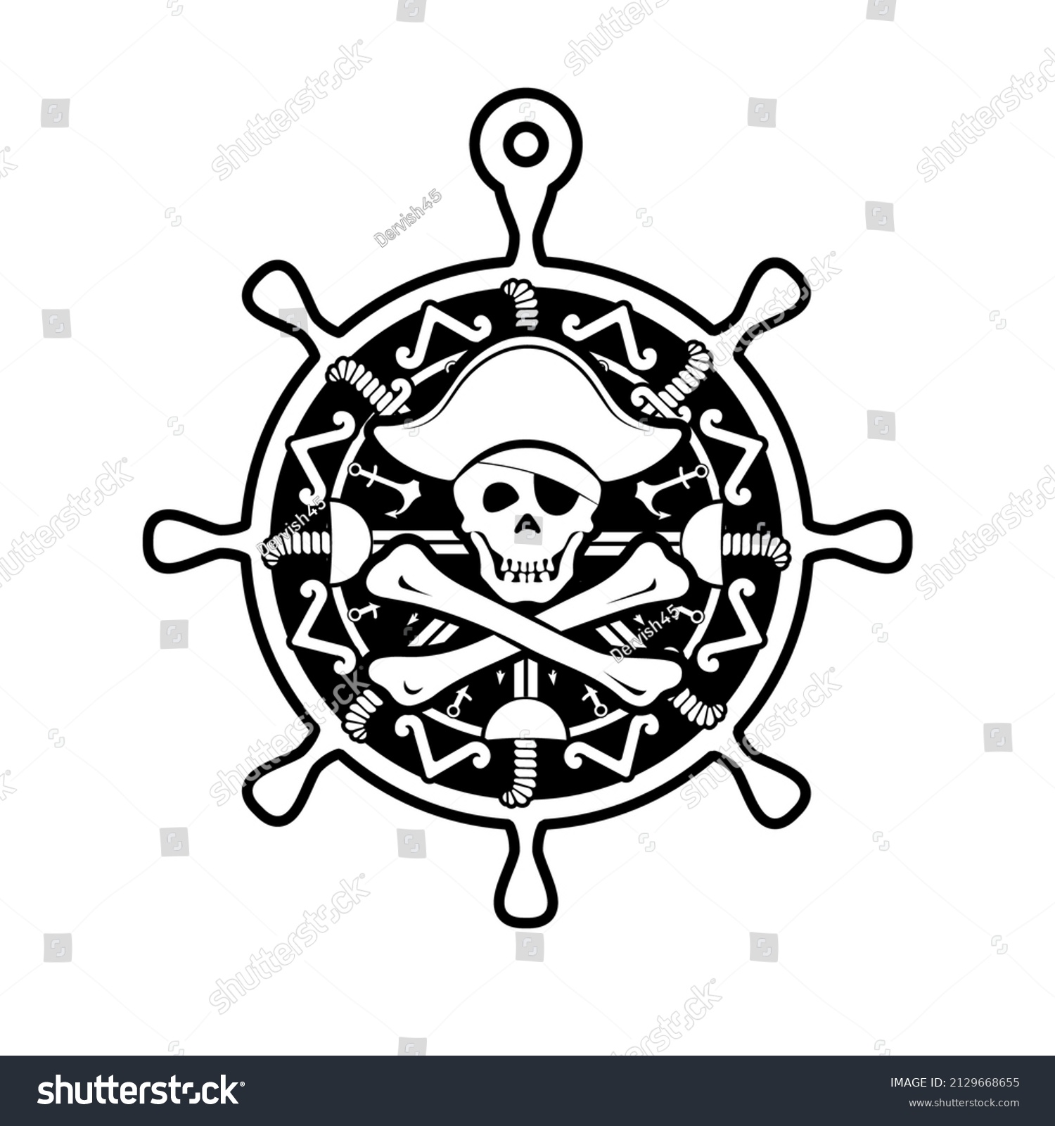 Old Pirate Medallion Vector Illustration Stock Vector Royalty Free