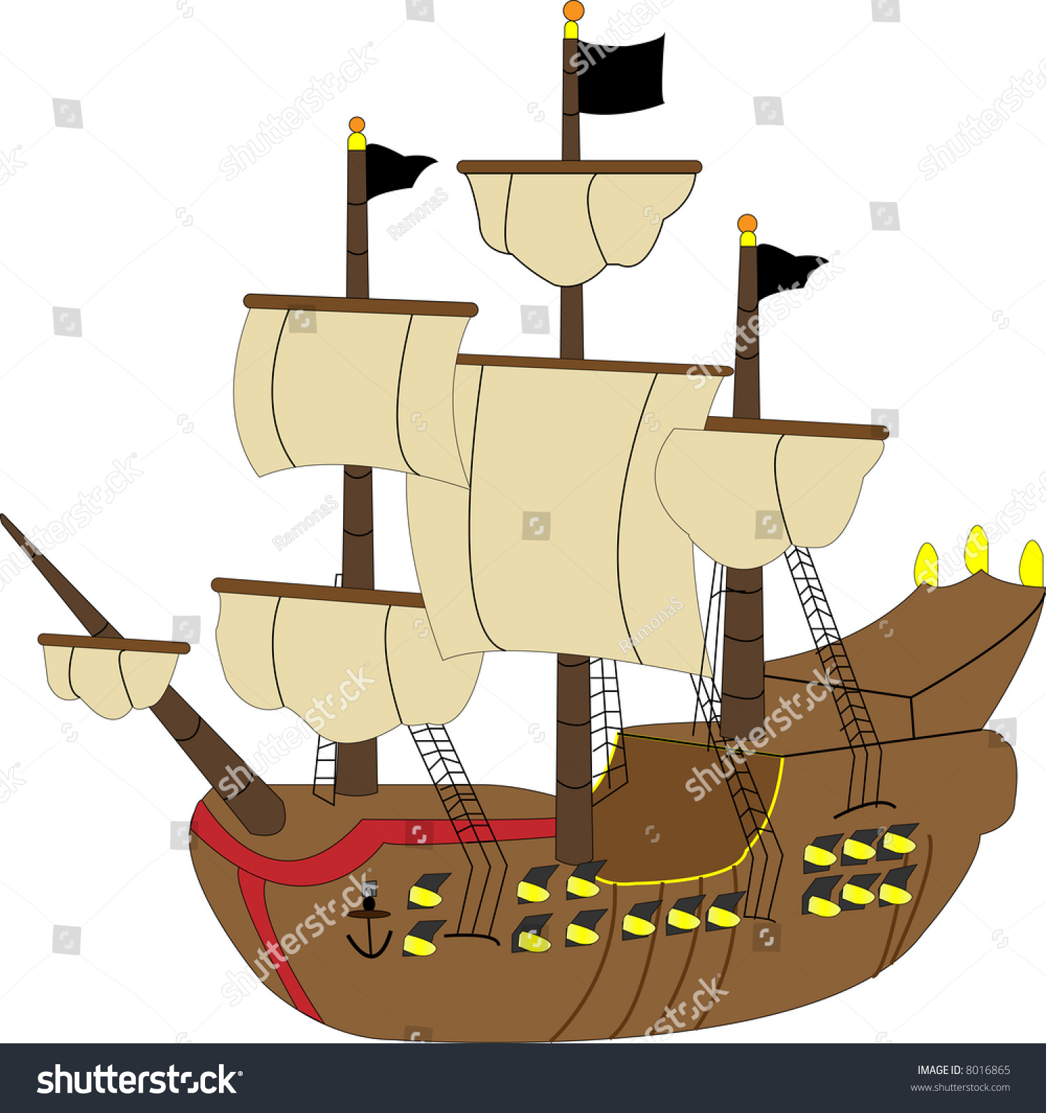 Old Pirateship Stock Vector 8016865 - Shutterstock