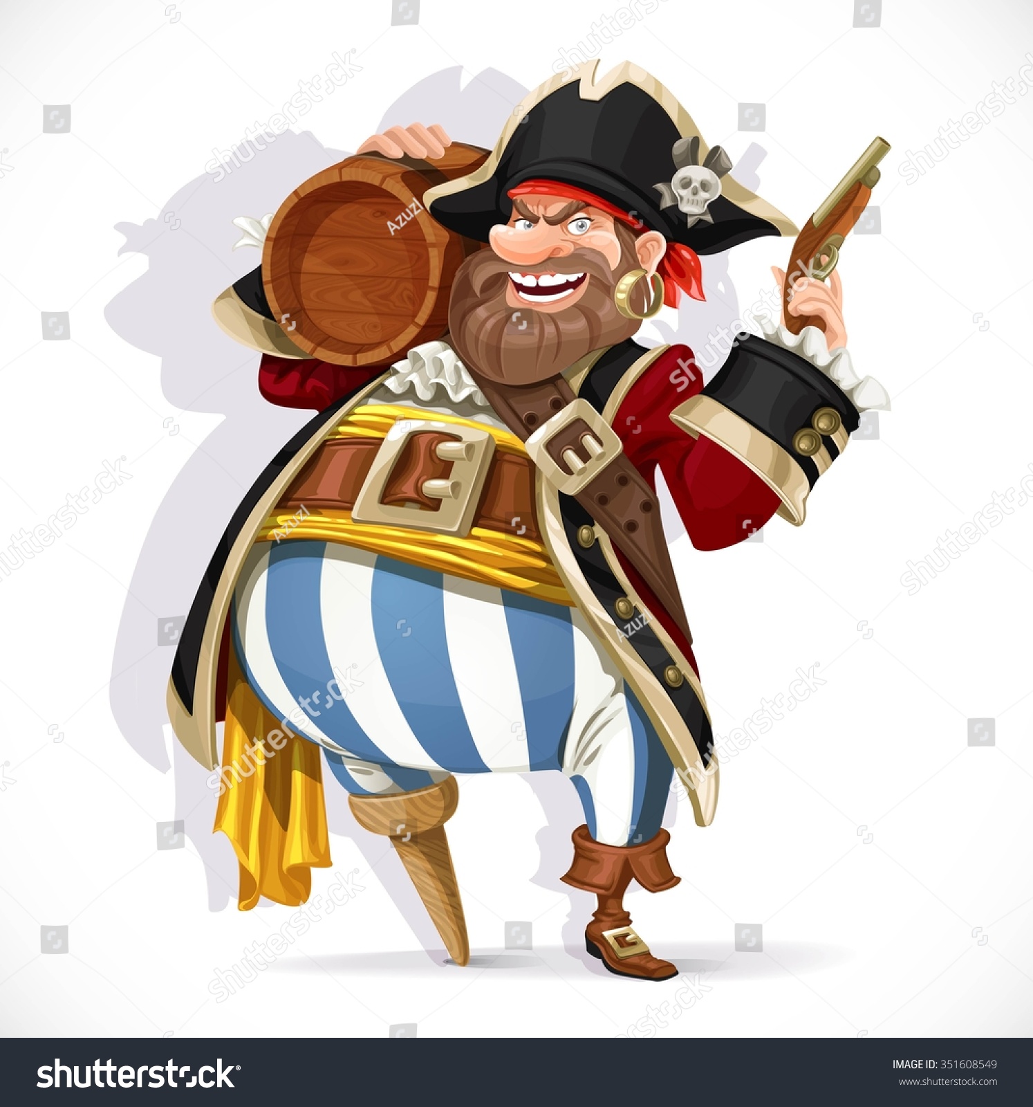 Old Pirate Wooden Leg Holding Keg のベクター画像素材 ロイヤリティフリー