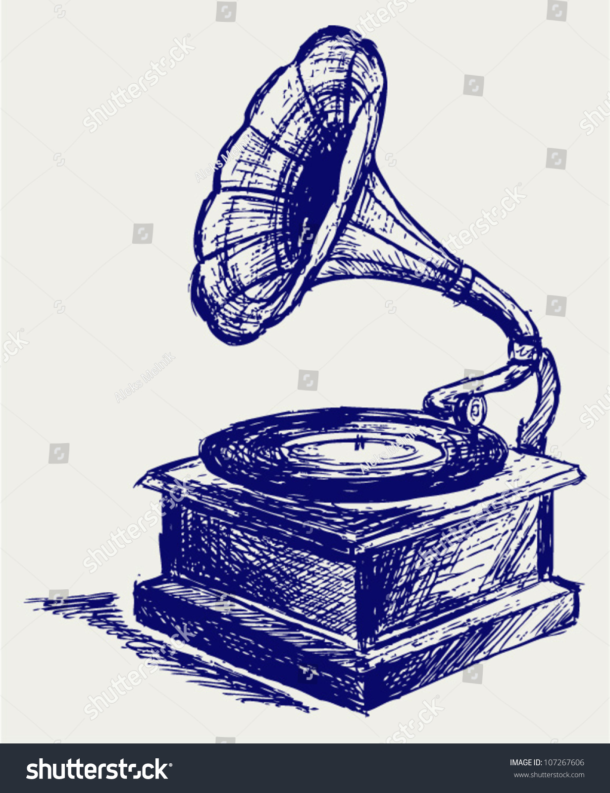 Old Record Player Sketch Stock Vector (Royalty Free) 107267606