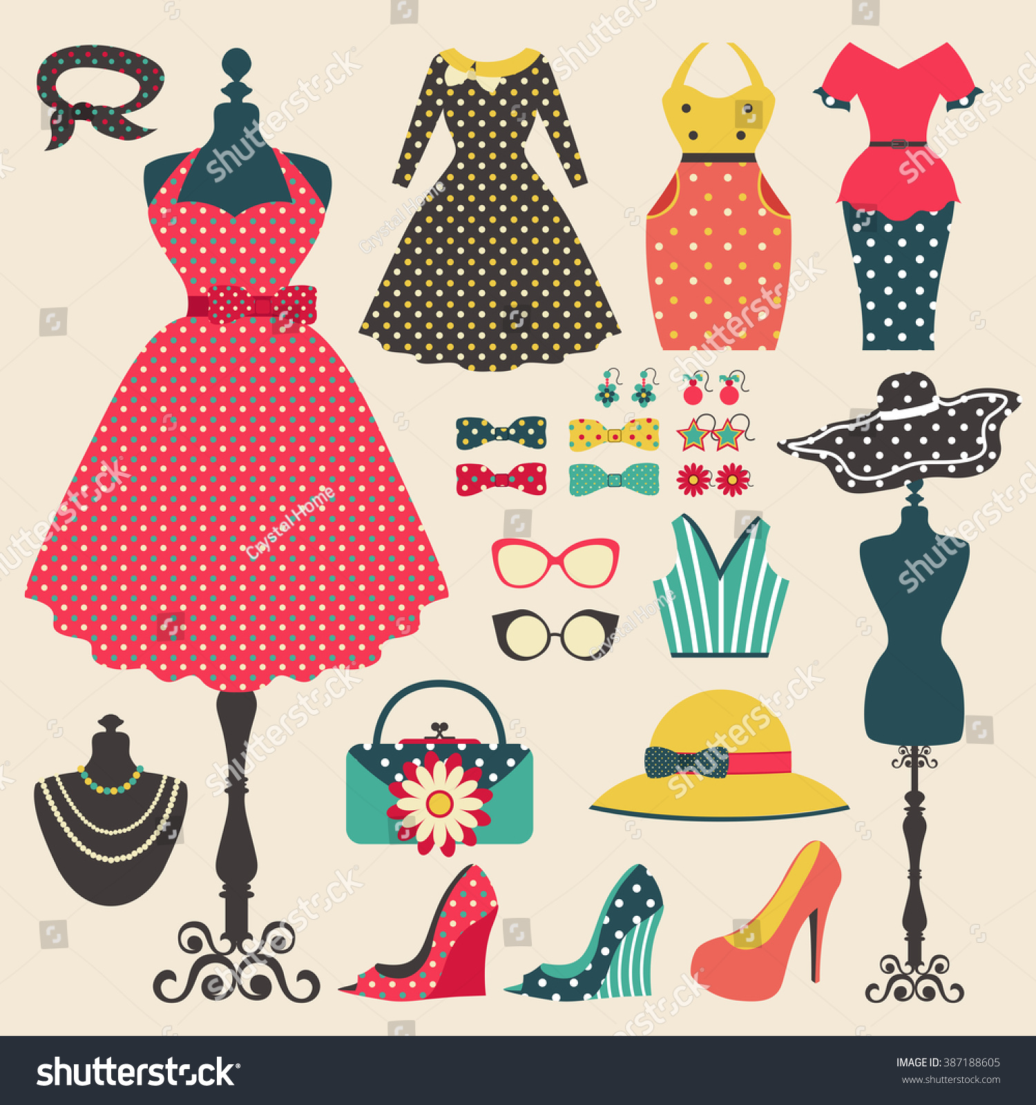 Old Retro Woman Fashion Clothes Garment Stock Vector (Royalty Free ...