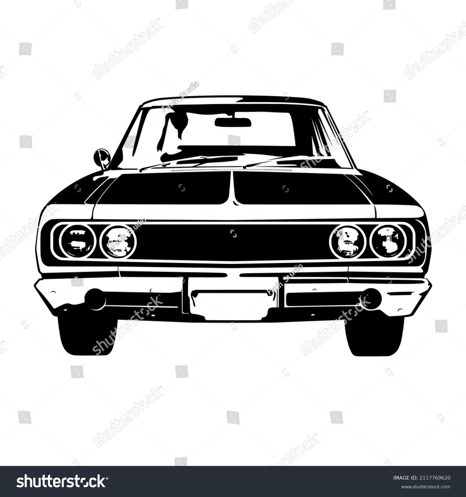 Old 80s Car Seen Front Vector Stock Vector (Royalty Free) 2117769620 ...