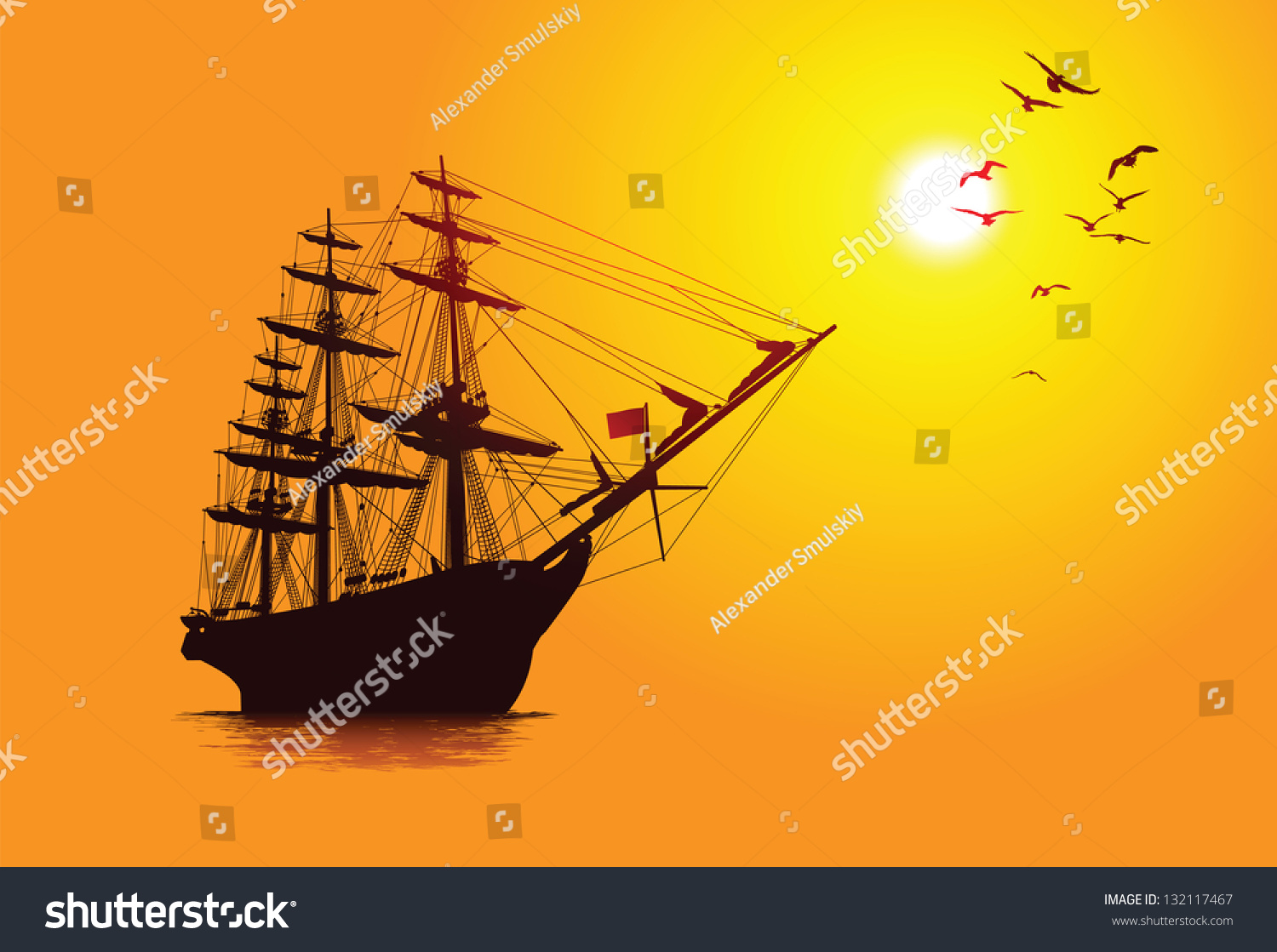 old-sailing-ship-stock-vector-royalty-free-132117467-shutterstock