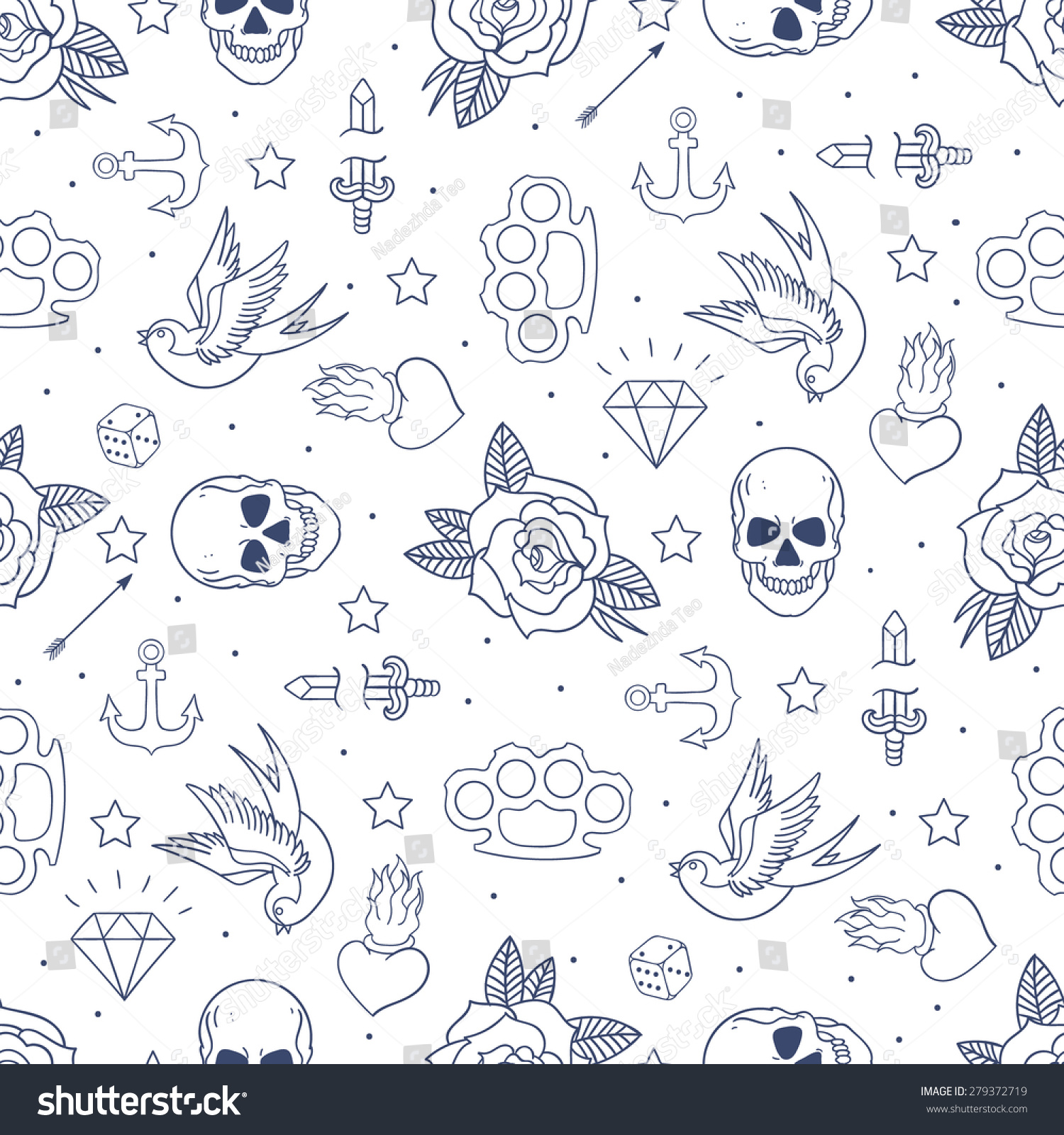 old tattoo seamless pattern cartoon stock vector old tattoo seamless pattern cartoon stock vector
