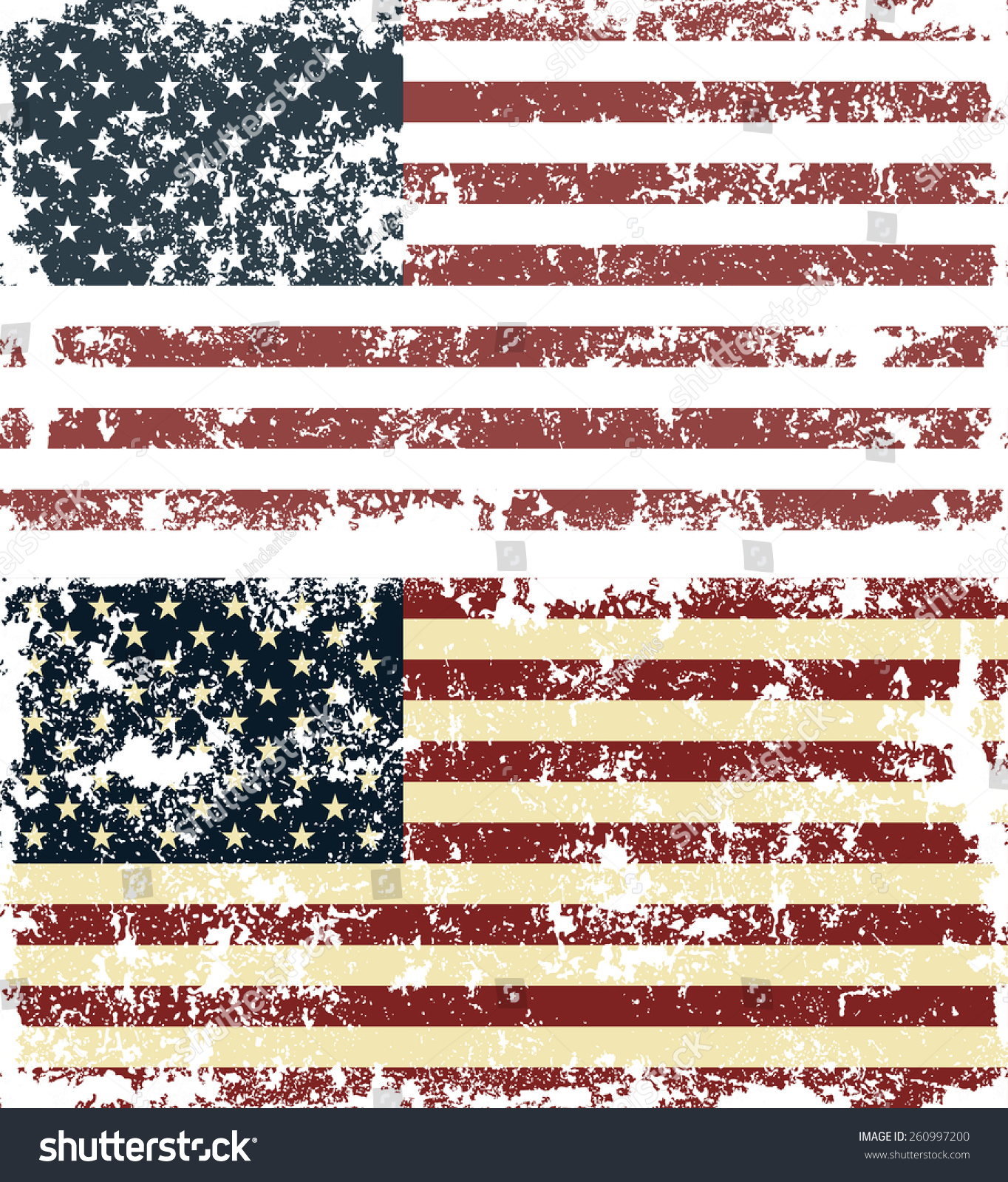 Old Scratched Flag. Vector Illustration Of Vintage Usa Flag - 260997200 ...