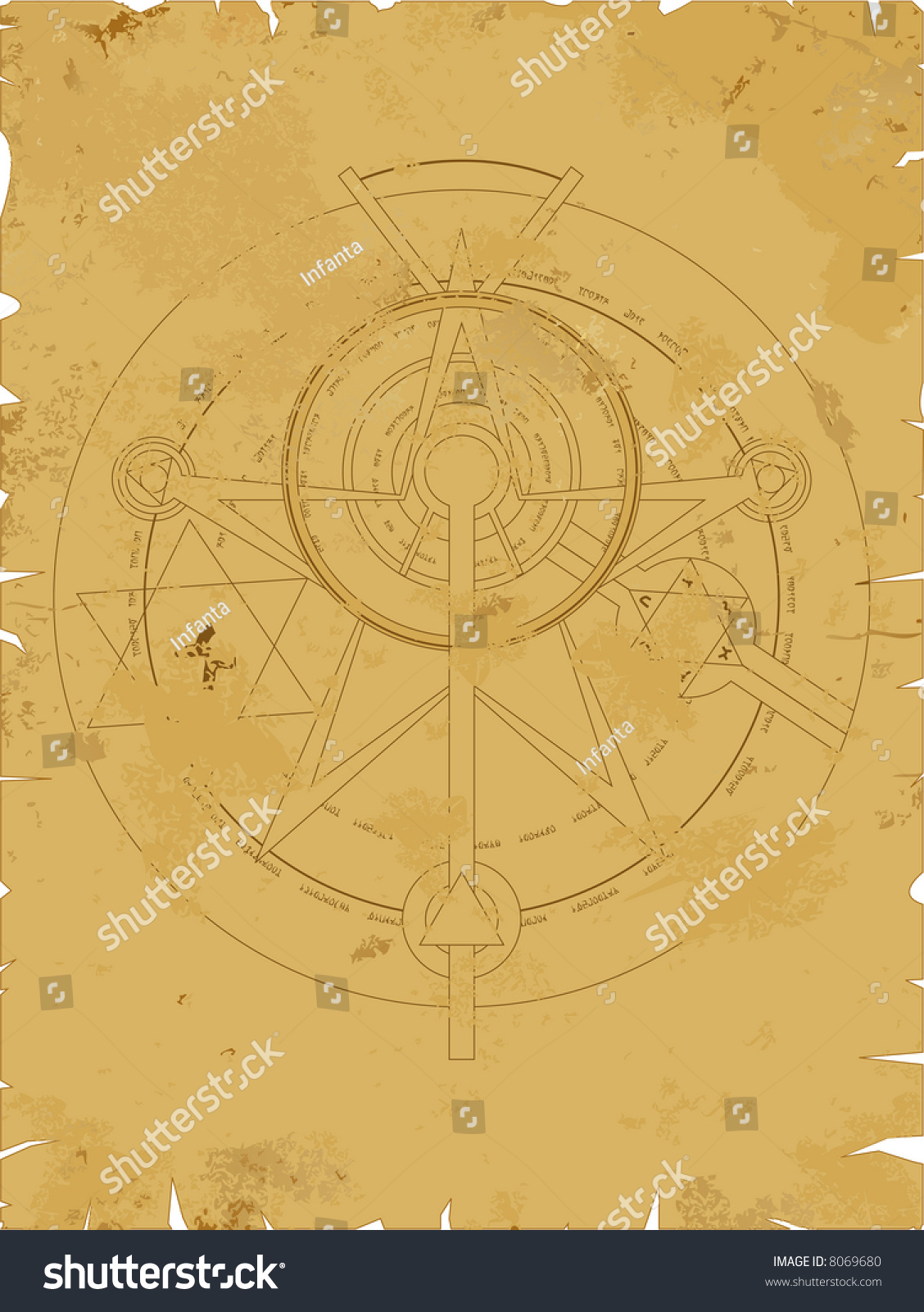 Old Scroll With Alchemy Pentagram Stock Vector Illustration 8069680 ...