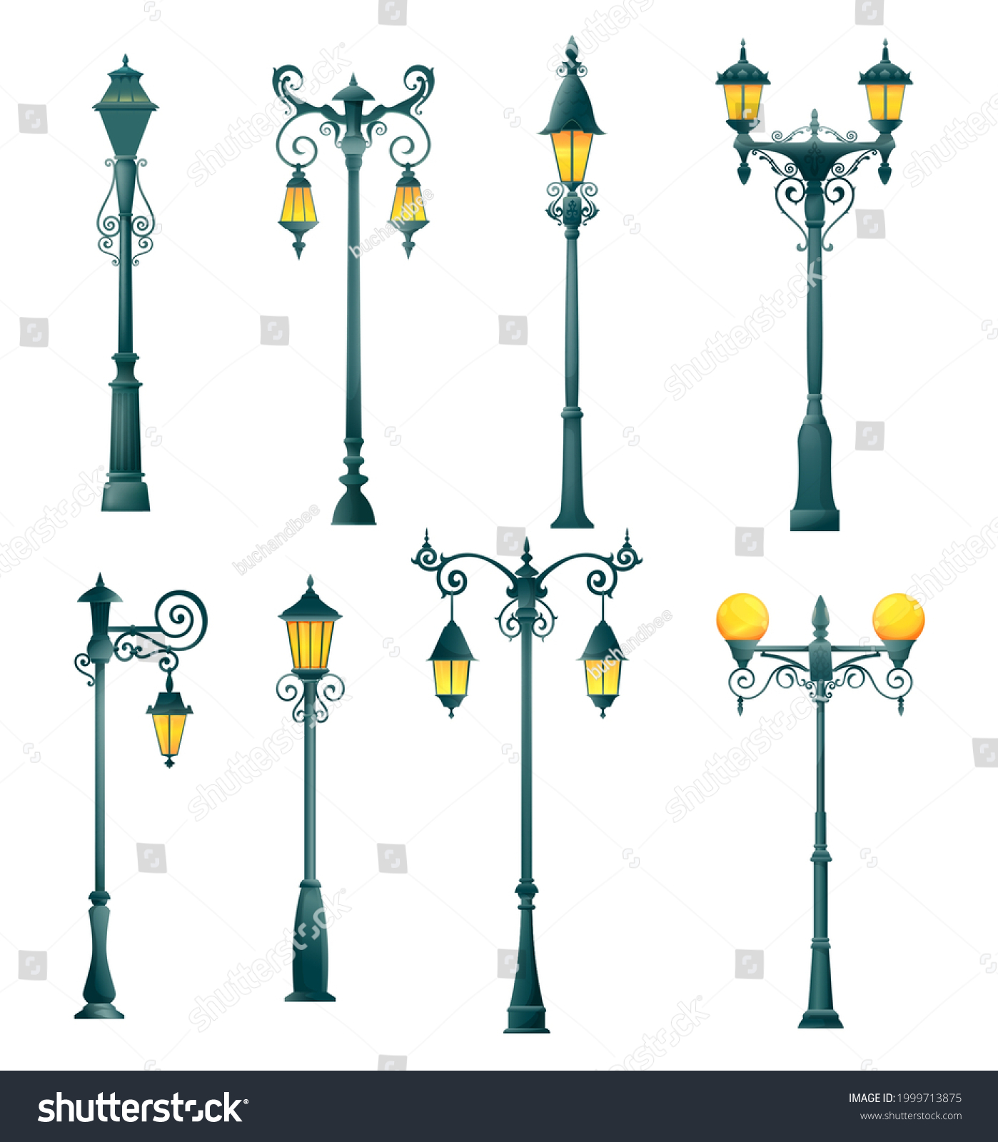 Old Street Light Pillar Lamppost Vector Stock Vector (Royalty Free ...