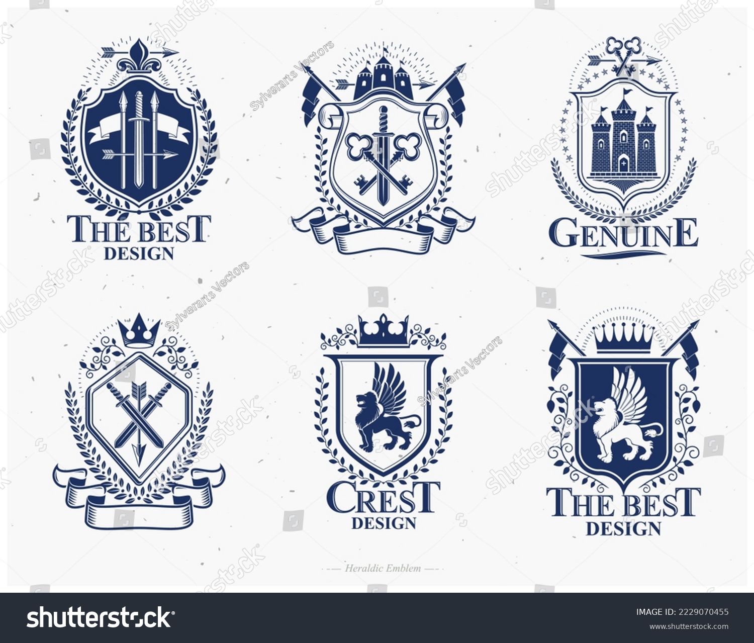 SVG of Old style heraldry, heraldic emblems, vector illustrations. Coat of Arms collection, vector set. svg
