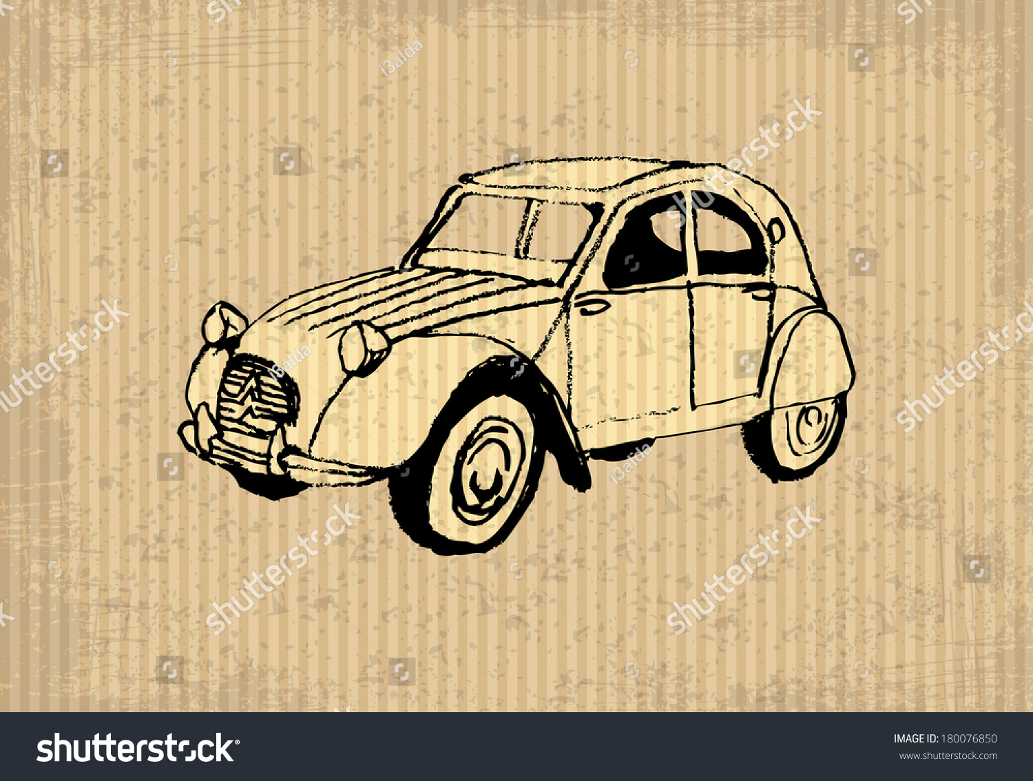 老计时器 雪铁龙2 Cv 1964 插图在一个车牌库存矢量图 免版税