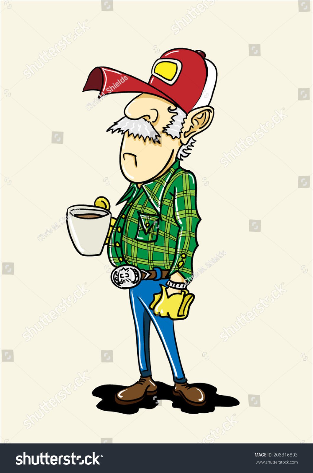 Old Truck Driver Drinking His Coffee. Stock Vector ...