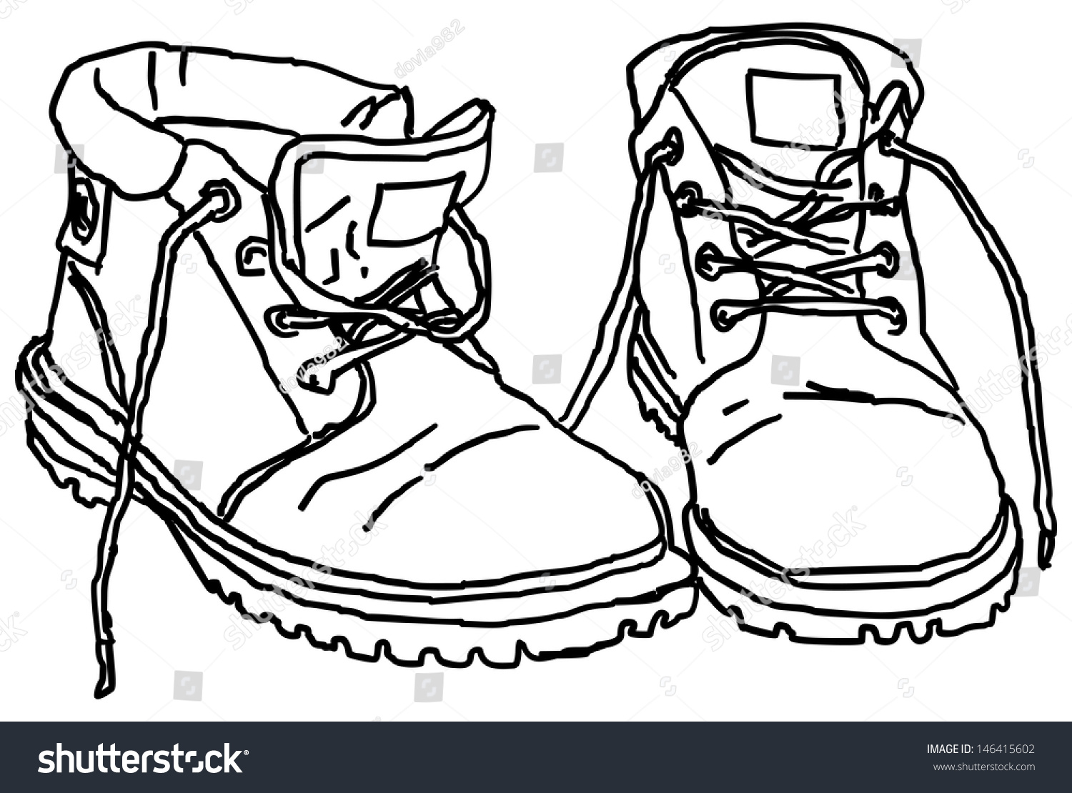 Old Used Boots Vector Isolated On White Background. Tying Sports Shoes ...