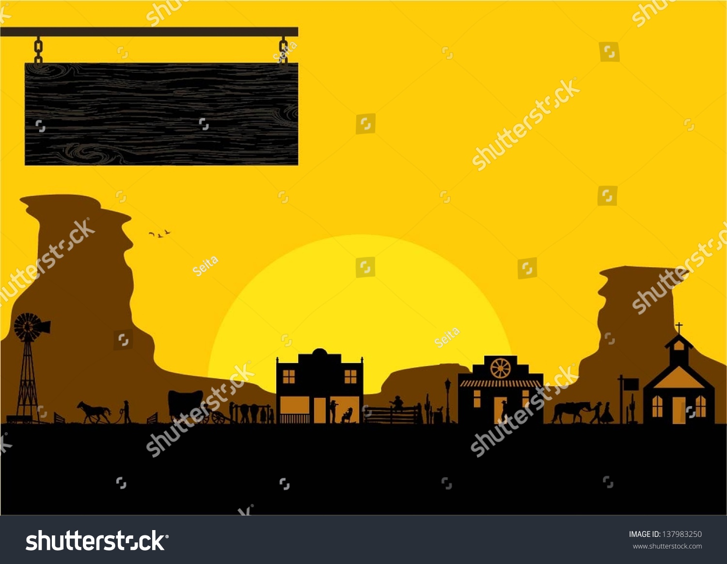 Old West Town Vector Stock Vector (Royalty Free) 137983250 - Shutterstock