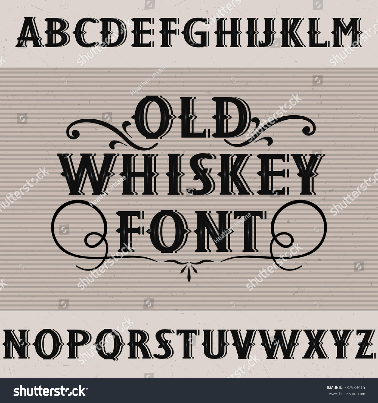 Old Whiskey Label Font Sample Label Stock Vector Royalty Free