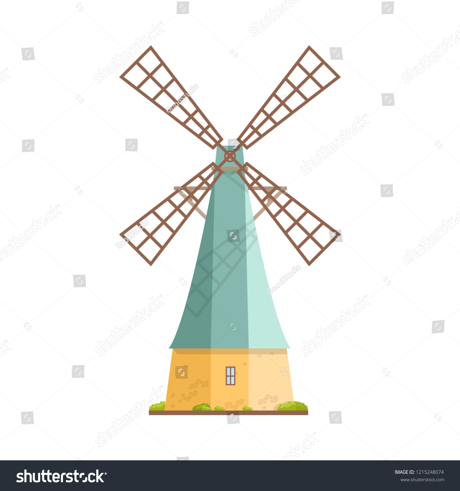 Old Windmill Isolated On White Background Stock Vector (Royalty Free ...