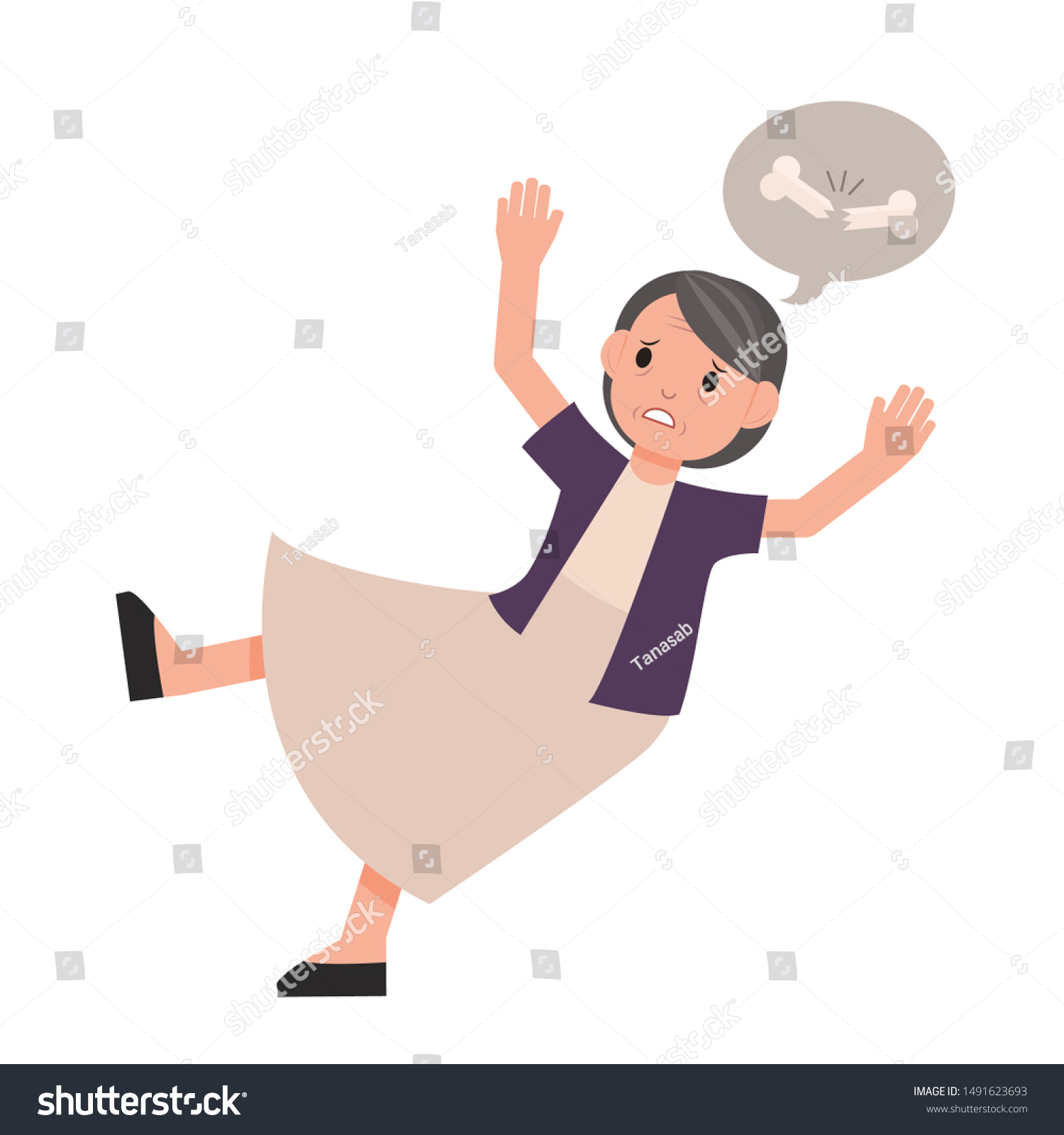 Old Woman Falling Down Grandmother Slip Stock Vector Royalty Free 1491623693 2146