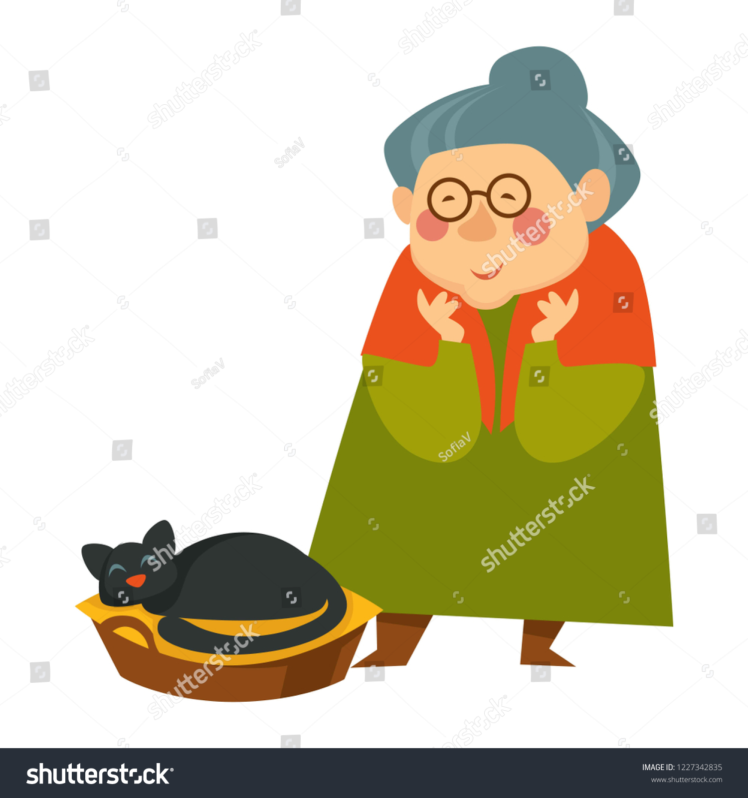 Old Woman Senior Person Looking Sleeping Stock Vector (Royalty Free ...