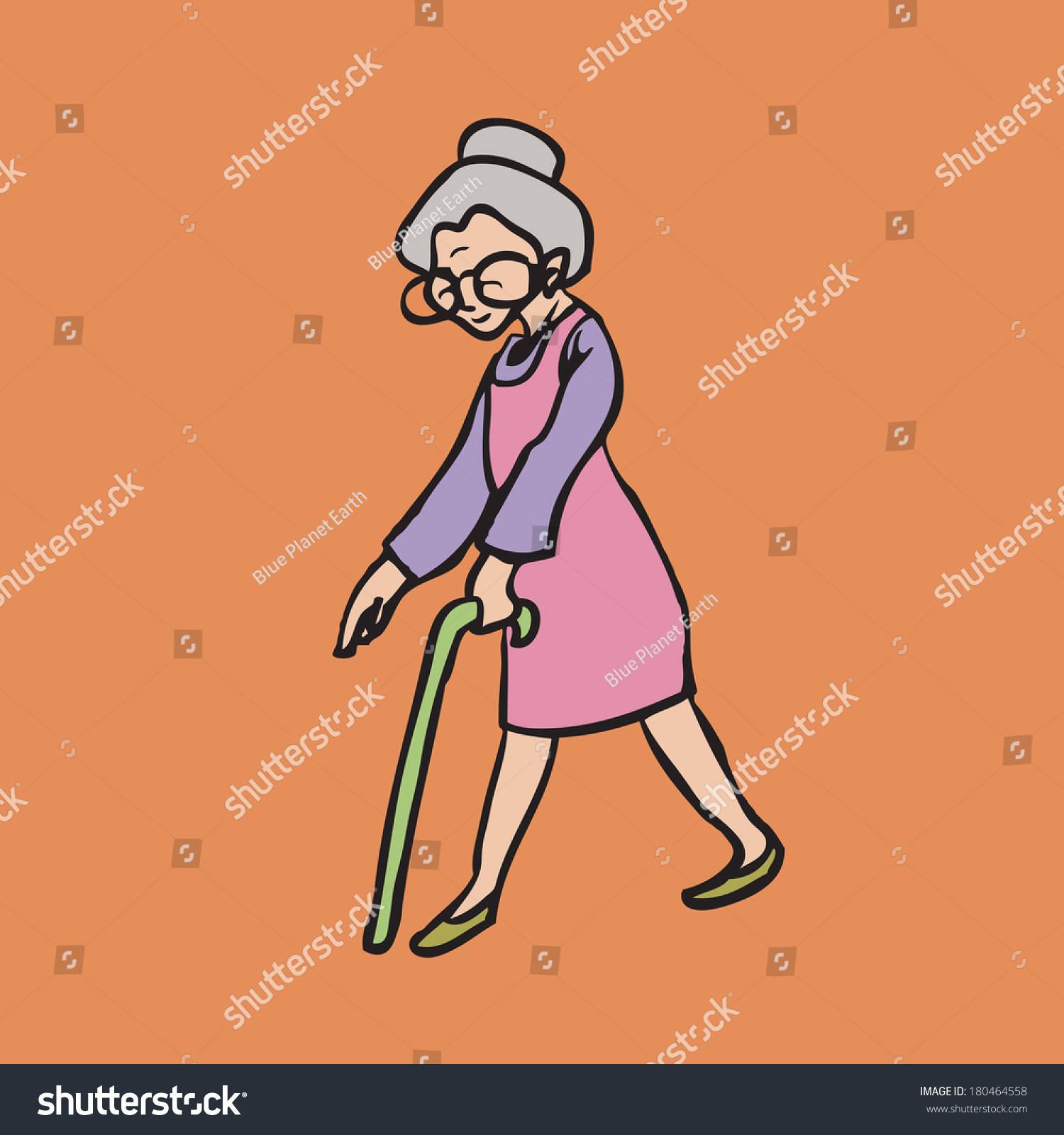 Old Woman Walking Cane Stock Vector Royalty Free Shutterstock