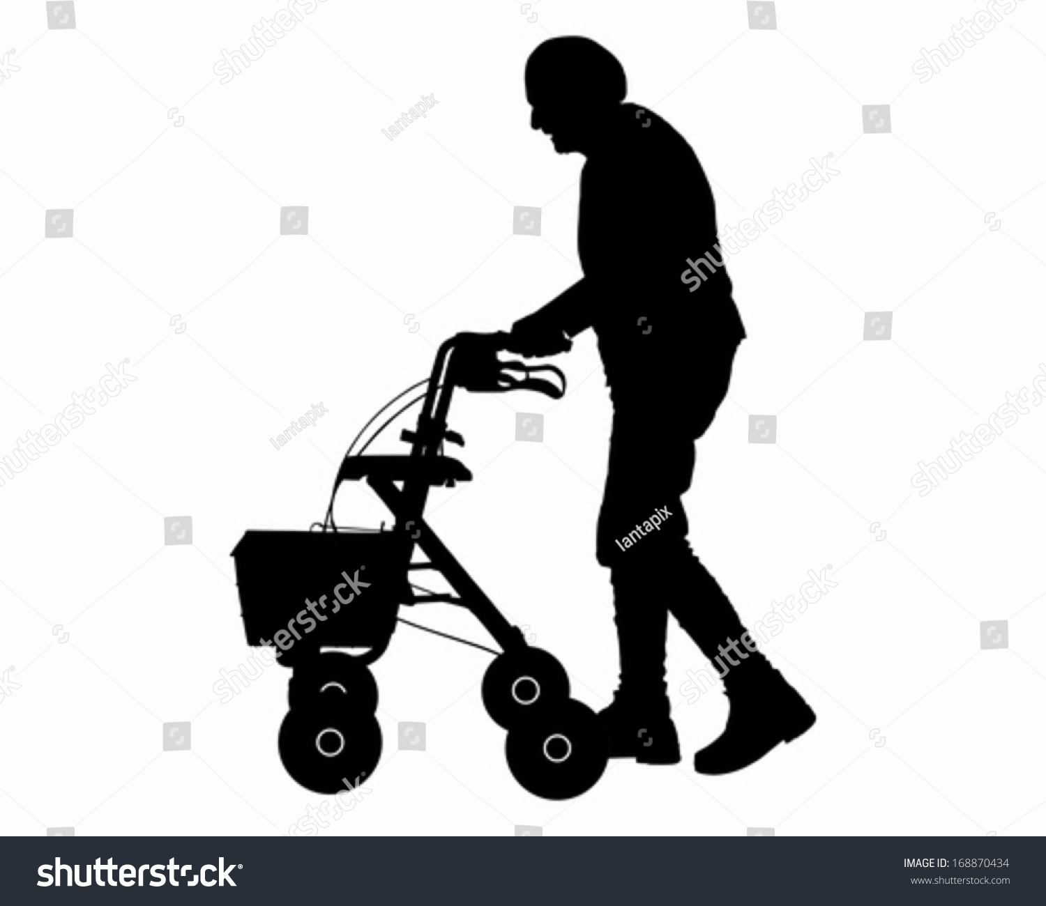 Old Woman With Walking Frame Stock Vector Illustration 168870434 ...