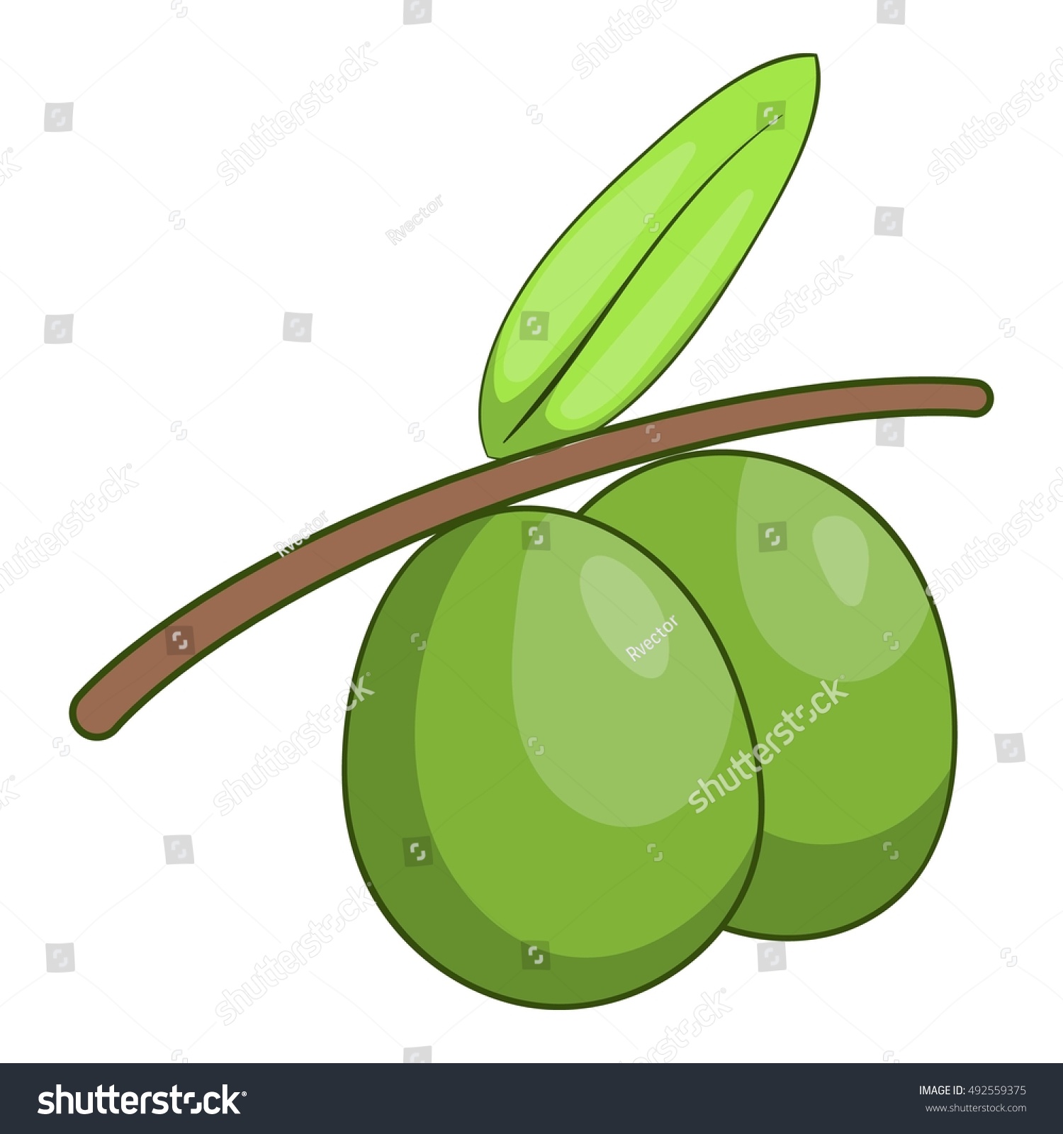 Olive Branch Green Olives Icon Cartoon Stock Vector Royalty Free 492559375 Shutterstock 