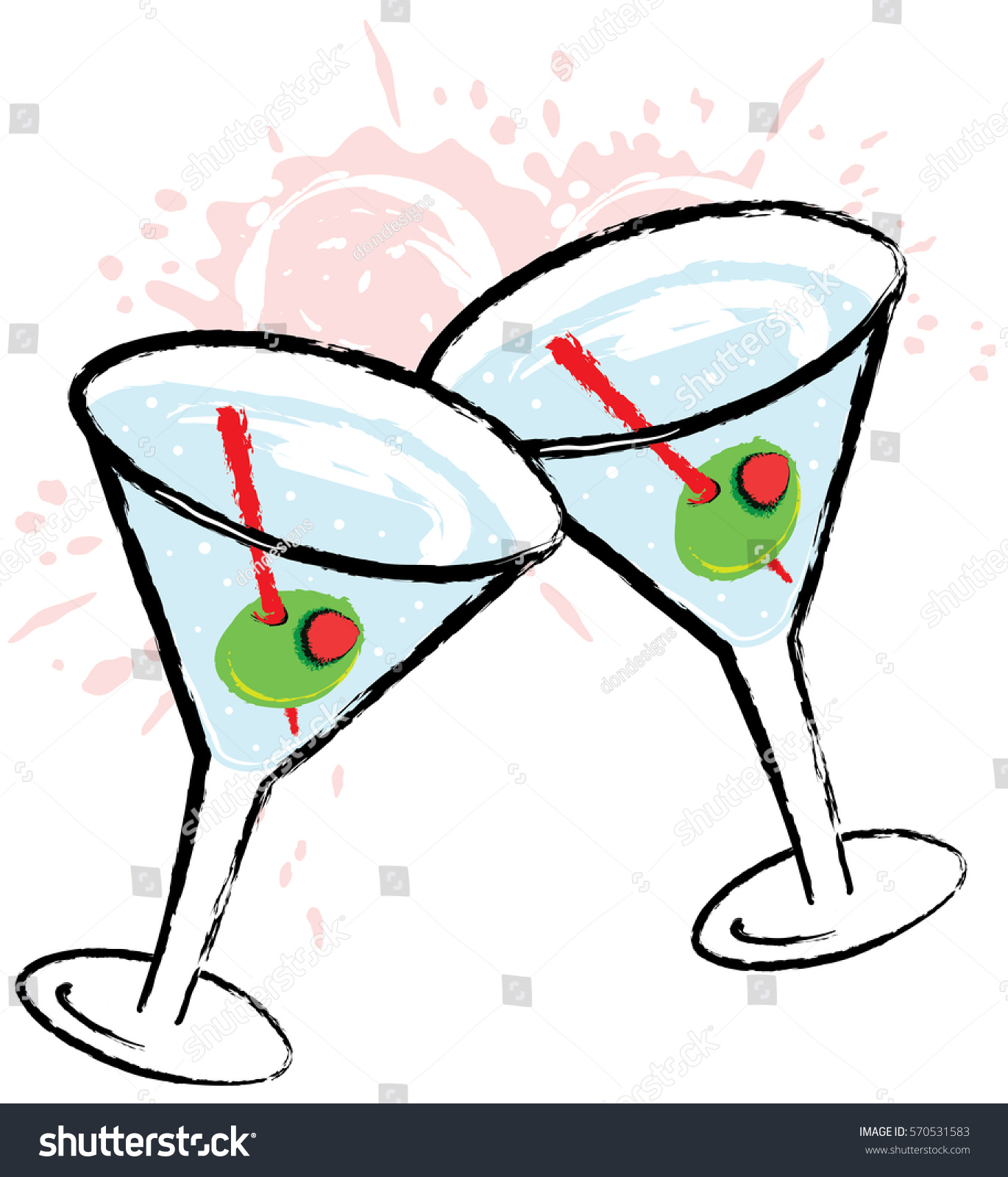 Olive Martini Cocktail Drink Vector Stock Vector 570531583 Shutterstock