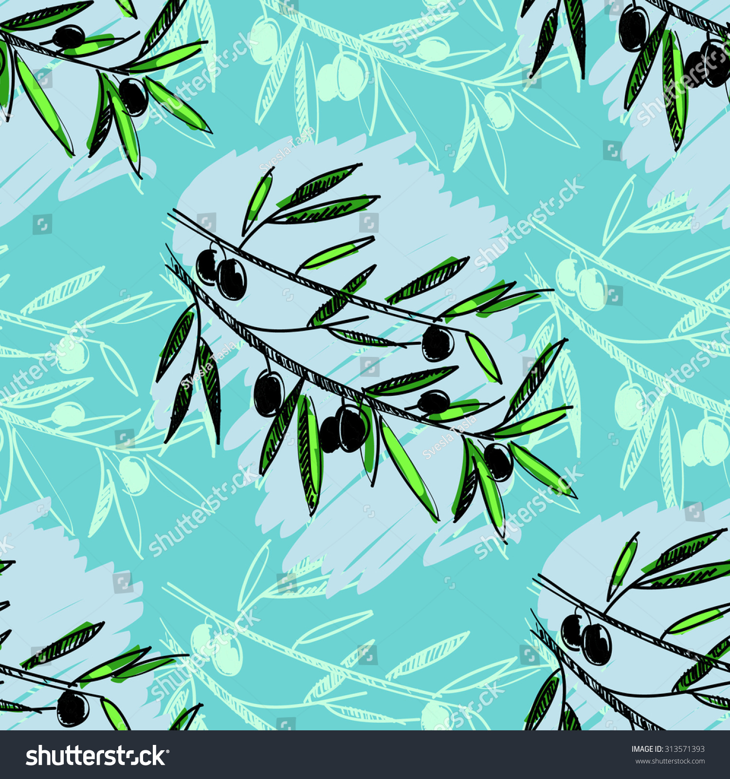 Olive Seamless Pattern Hand Drawn Olive Stock Vector Royalty Free 313571393 Shutterstock 