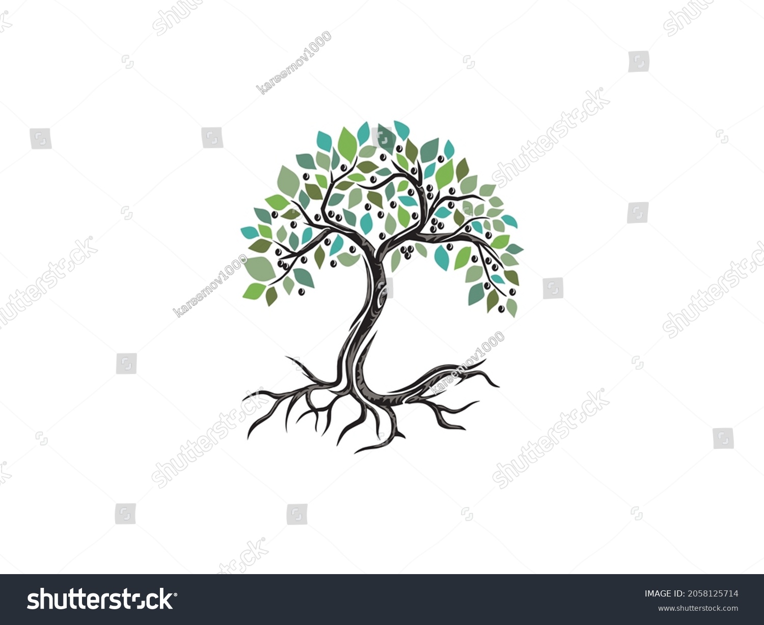 Olive Tree Logo Tree Hand Drawing Stock Vector (royalty Free 