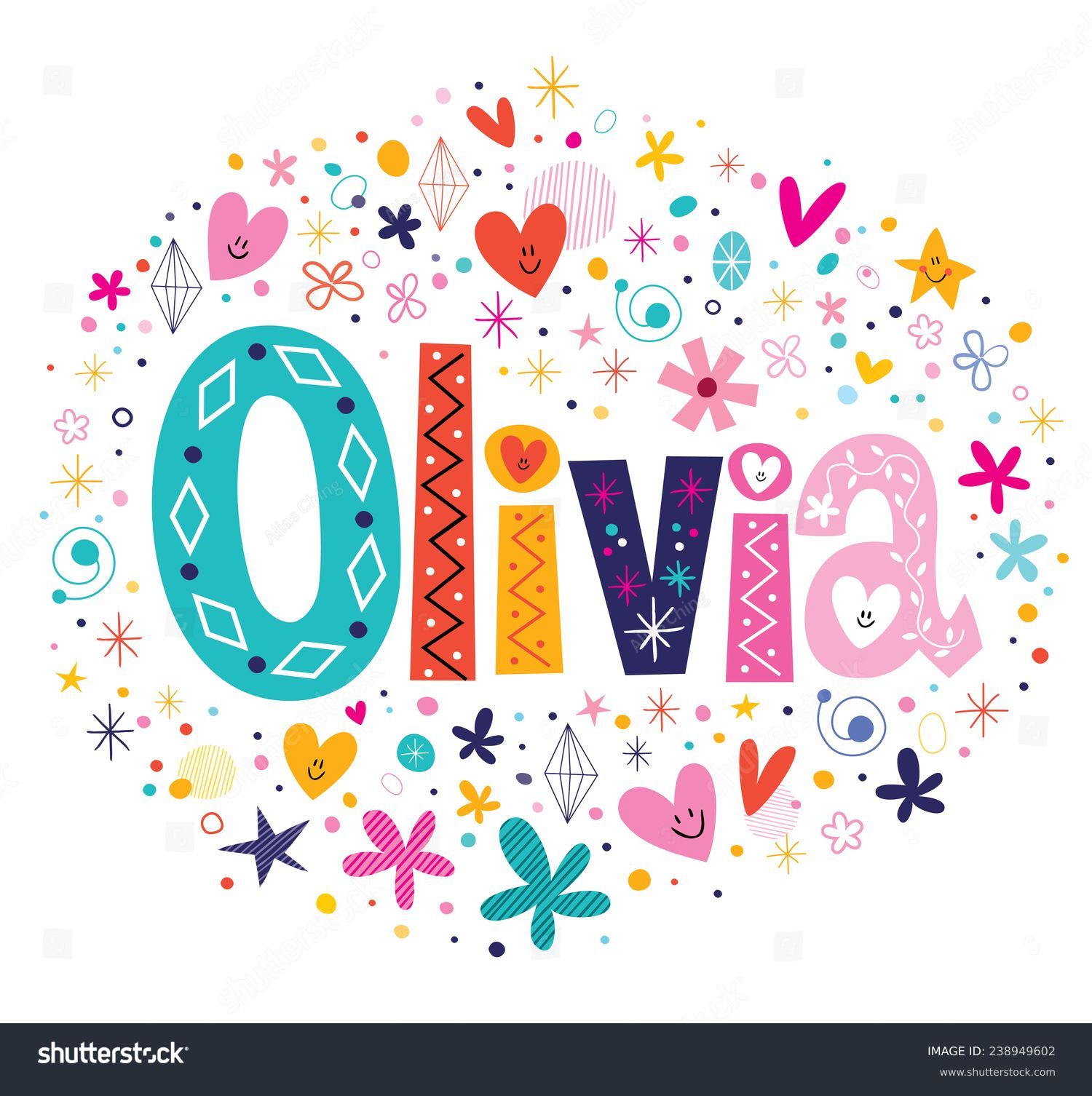 Olivia Female Name Decorative Lettering Type Stock Vector 238949602 ...