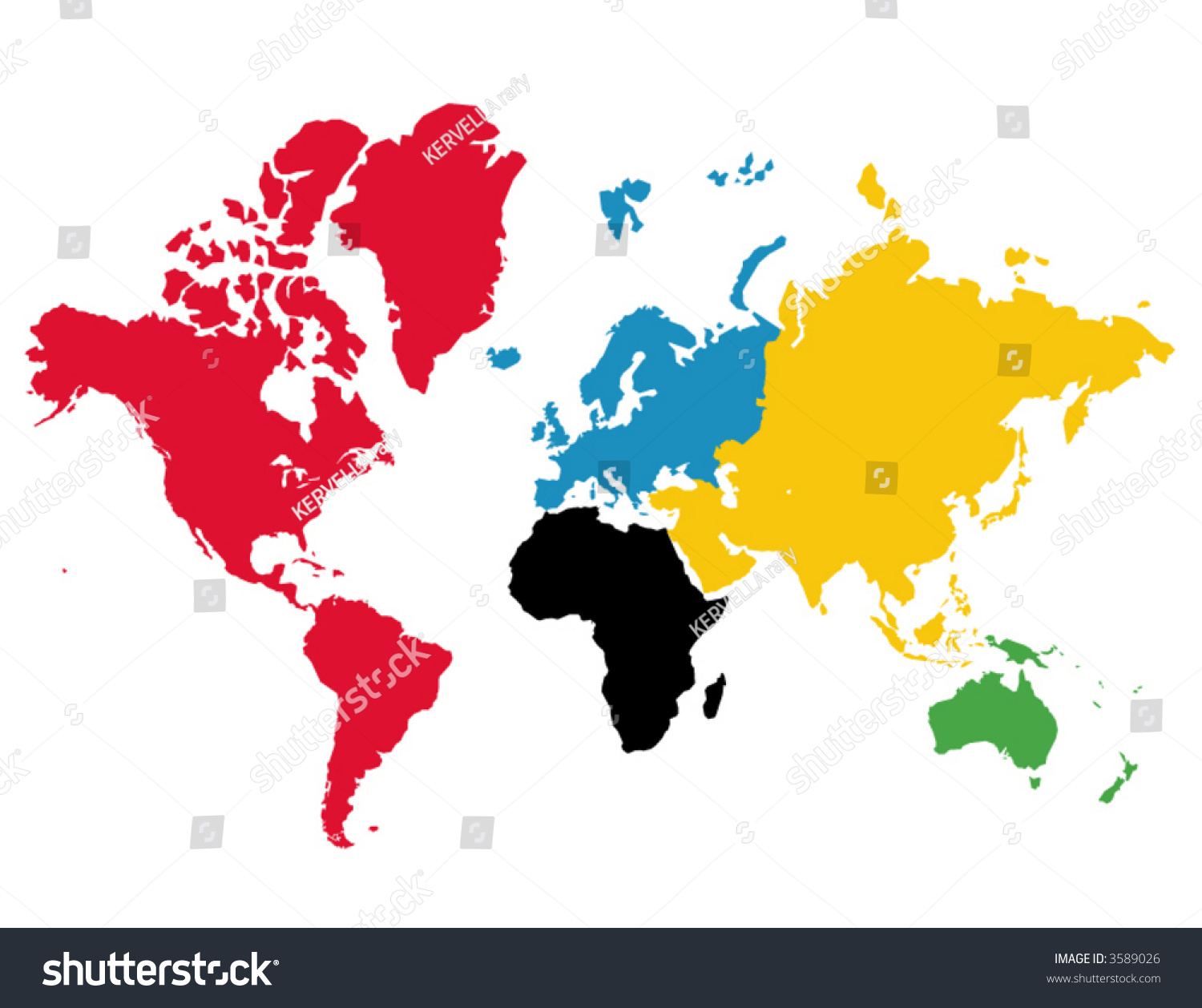Olympic Games Colored Continents Vector Stock Vector 3589026 - Shutterstock