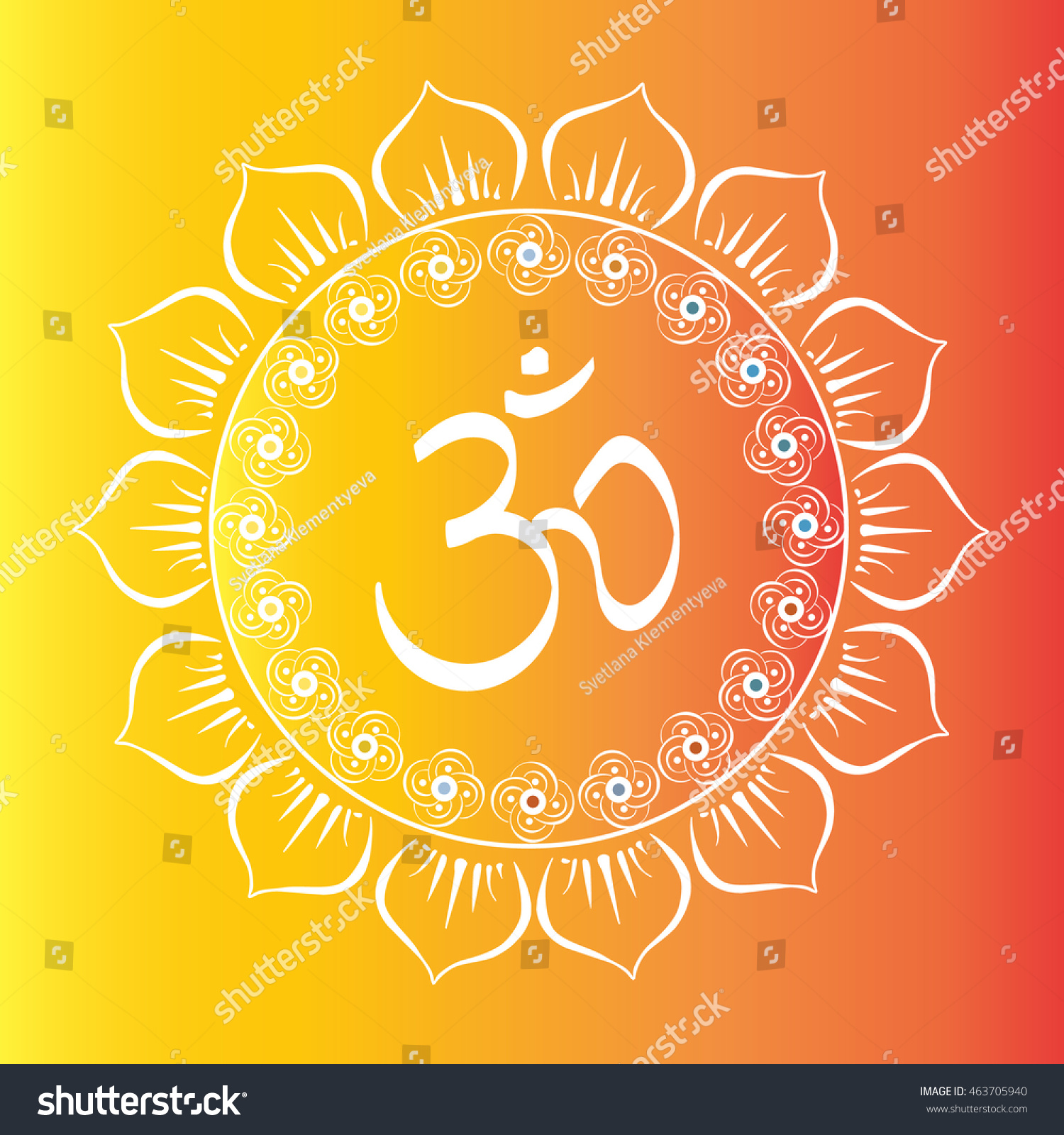 Om Sign Symbol With Ornament Mandala On The Orange Background. Vector ...