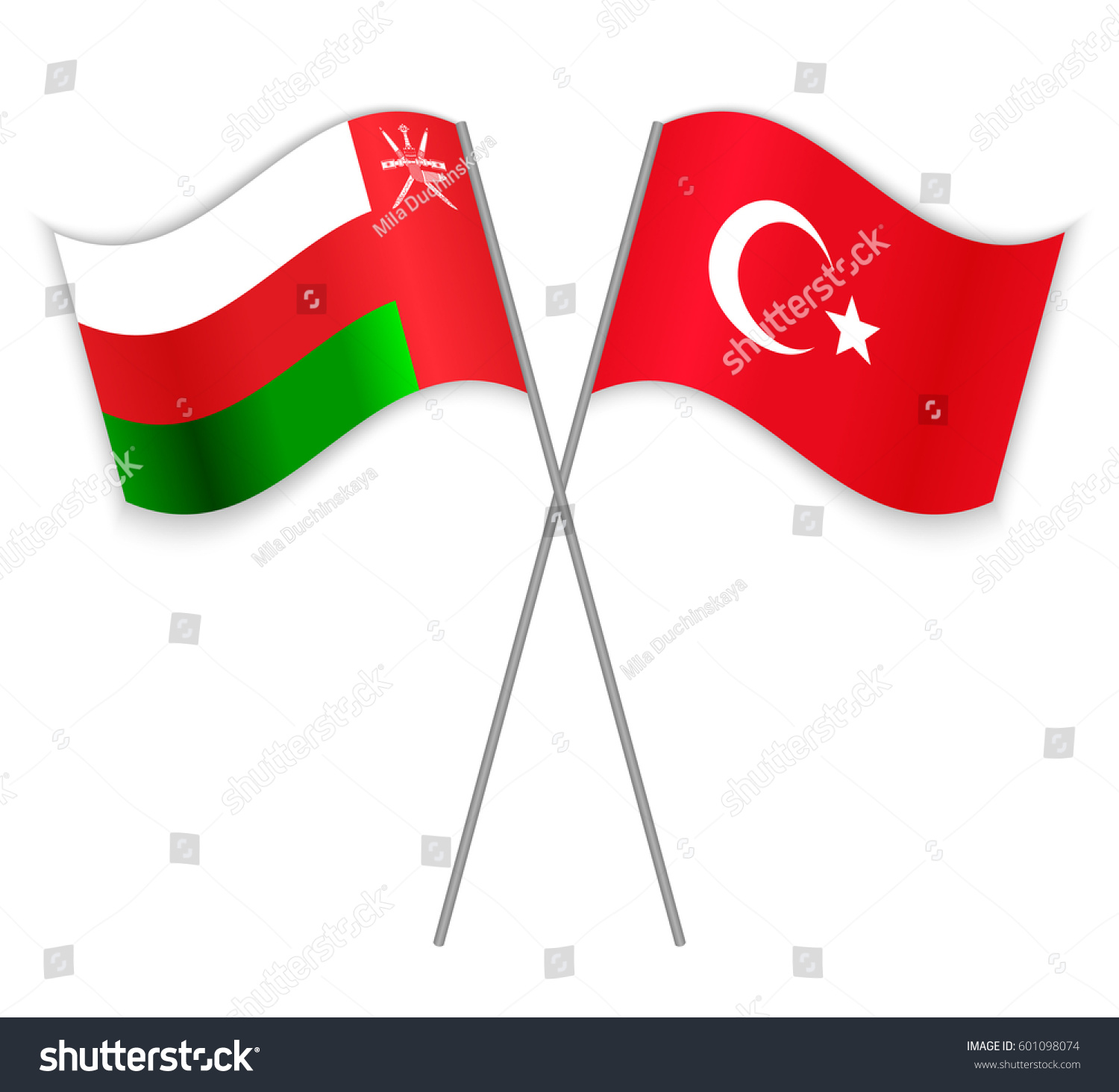 Omani Turkish Crossed Flags Oman Combined Stock Vector 601098074 ...