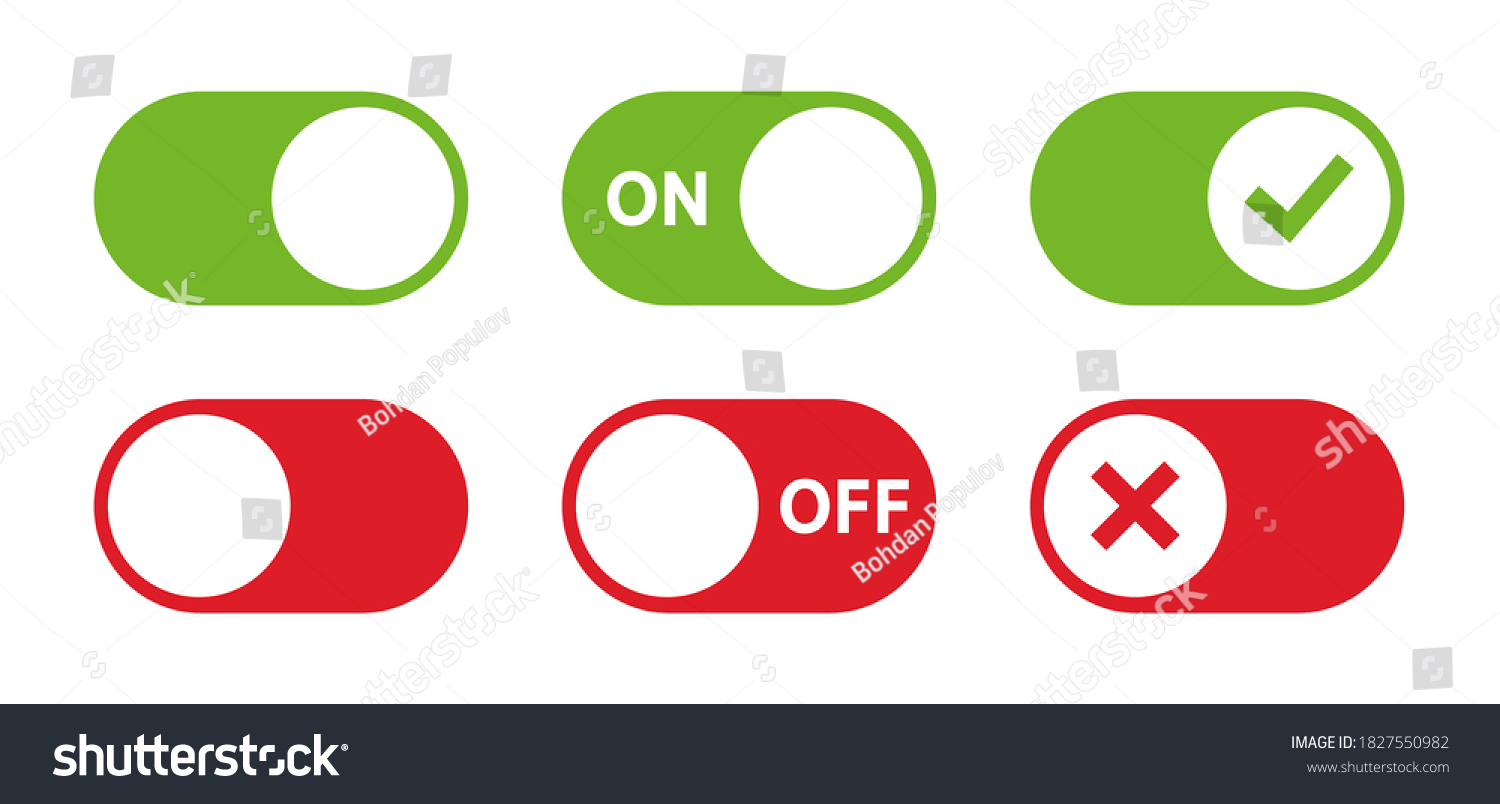 SVG of On and Off, Tick and Cross toggle switch buttons. Switch vector icon. Check mark. Vector illustration. svg