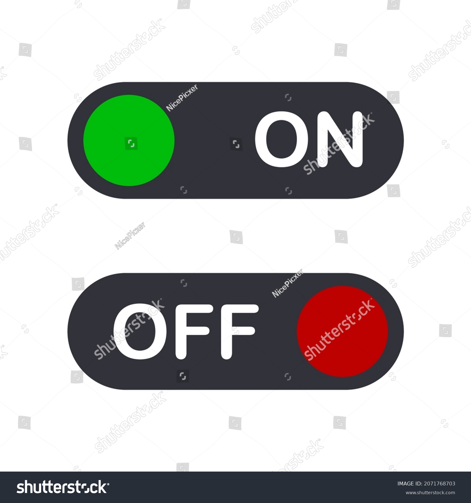On Off Toggle Switch Button Vector Stock Vector (Royalty Free) 2071768703