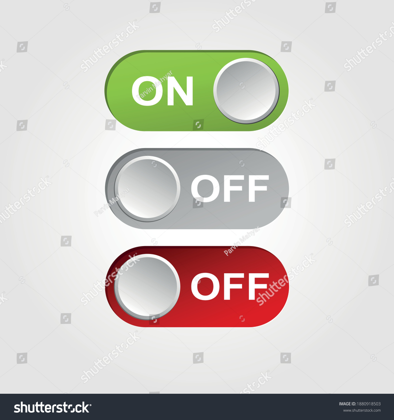 On Off Toggle Switch Buttons Lettering Stock Vector (Royalty Free ...