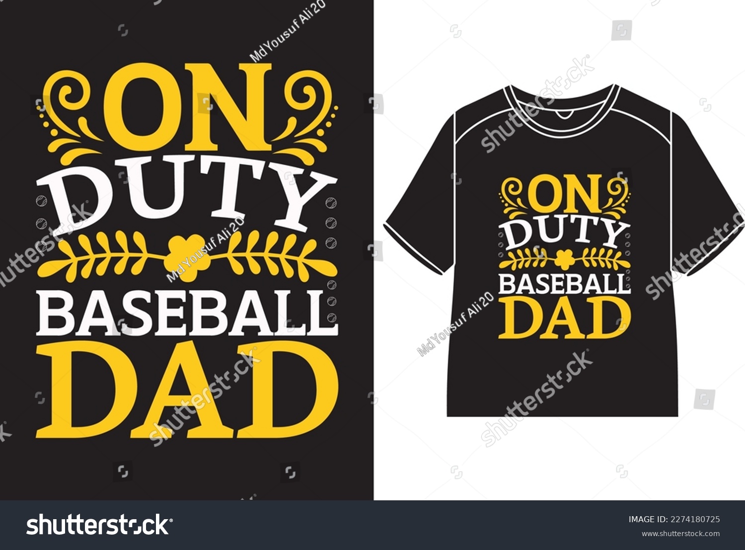 SVG of On duty baseball dad T-Shirt Design svg