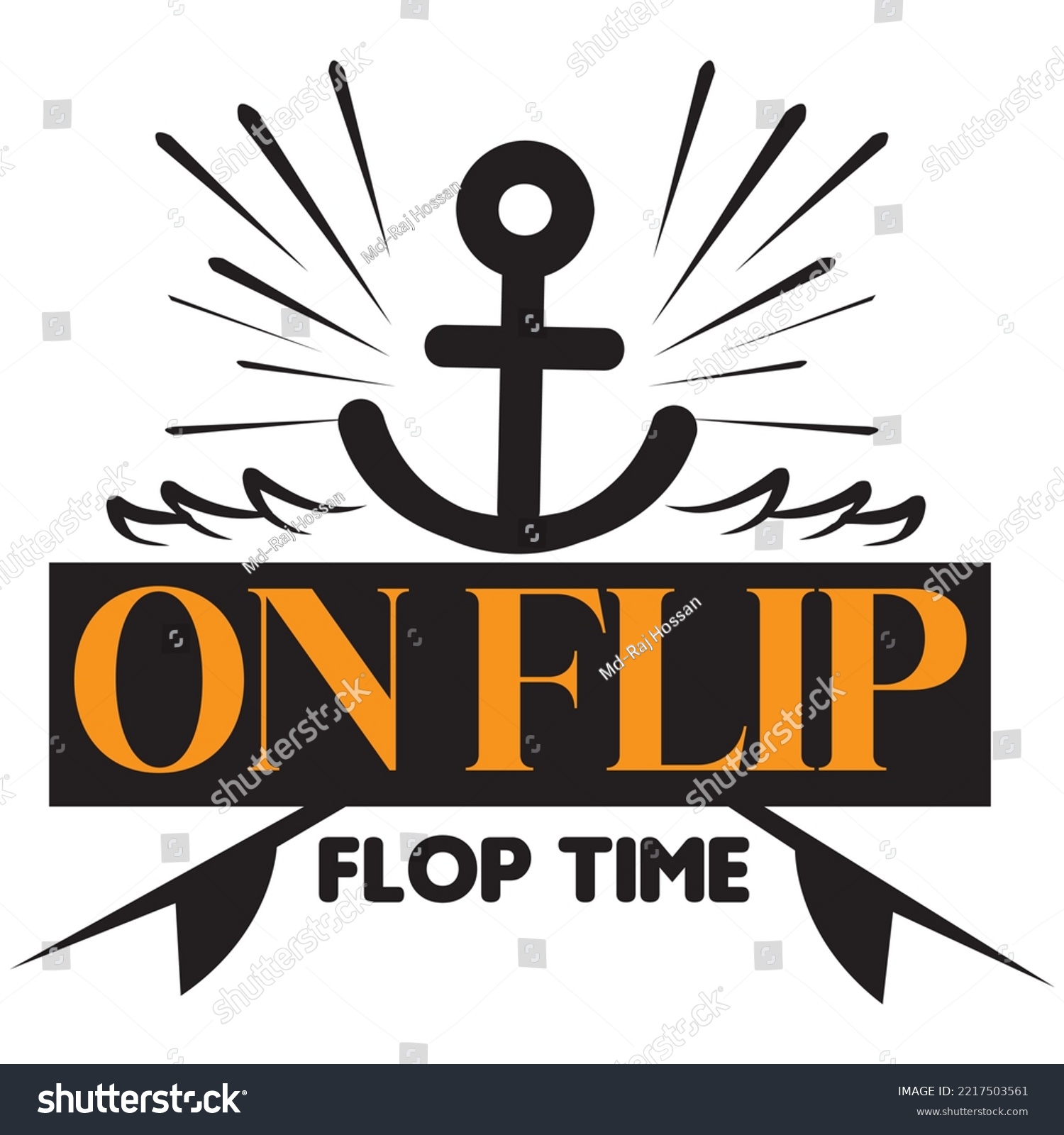 SVG of On Flip Flop Time T-shirt Design Vector File. svg