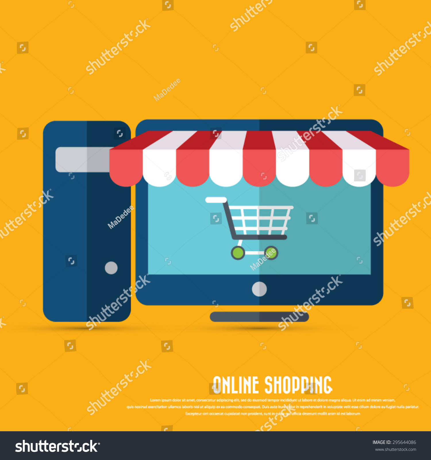On Line Store Desktop Icon Awning Stock Vector 295644086 Shutterstock