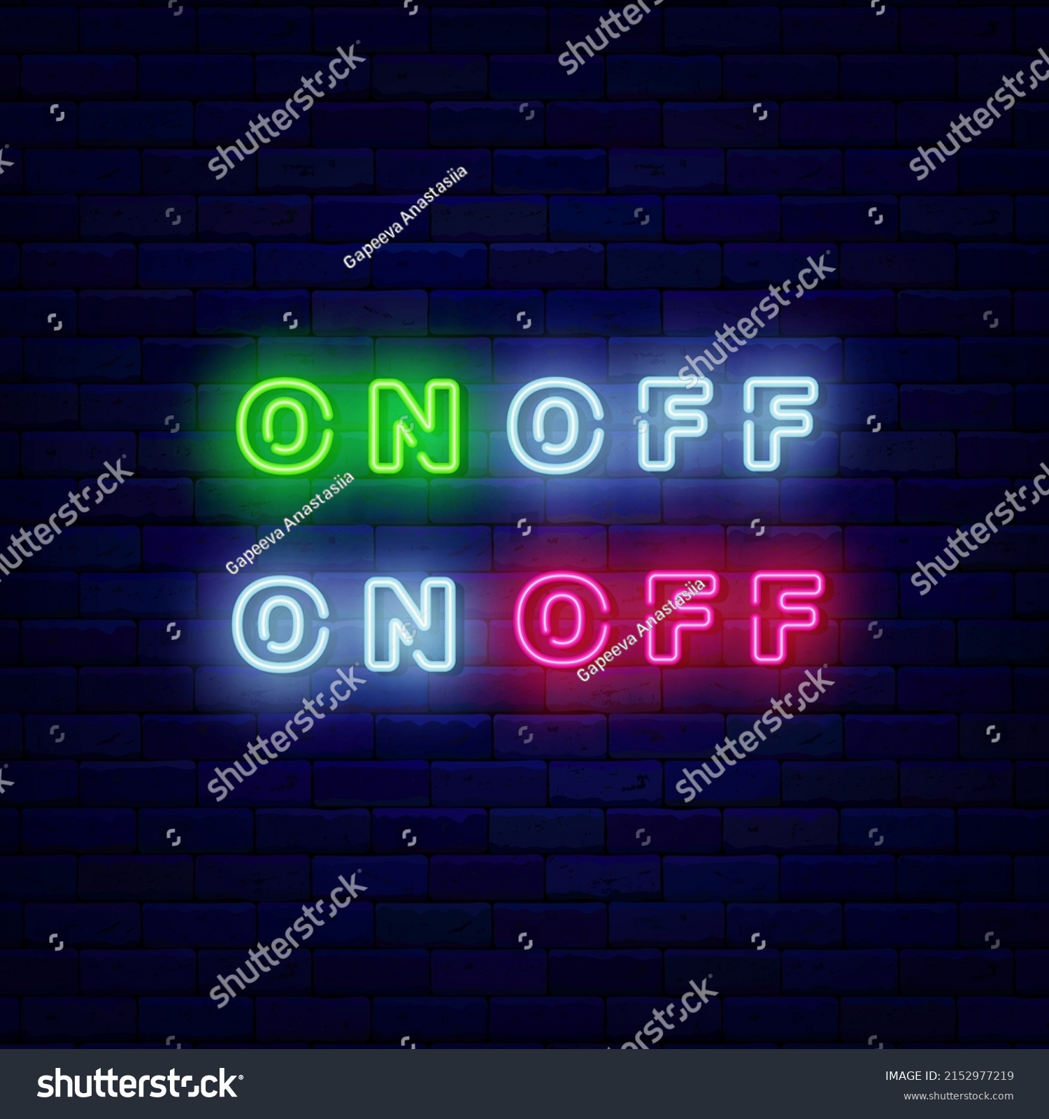 On Off Switch Neon Sign Set Stock Vector (Royalty Free) 2152977219 ...