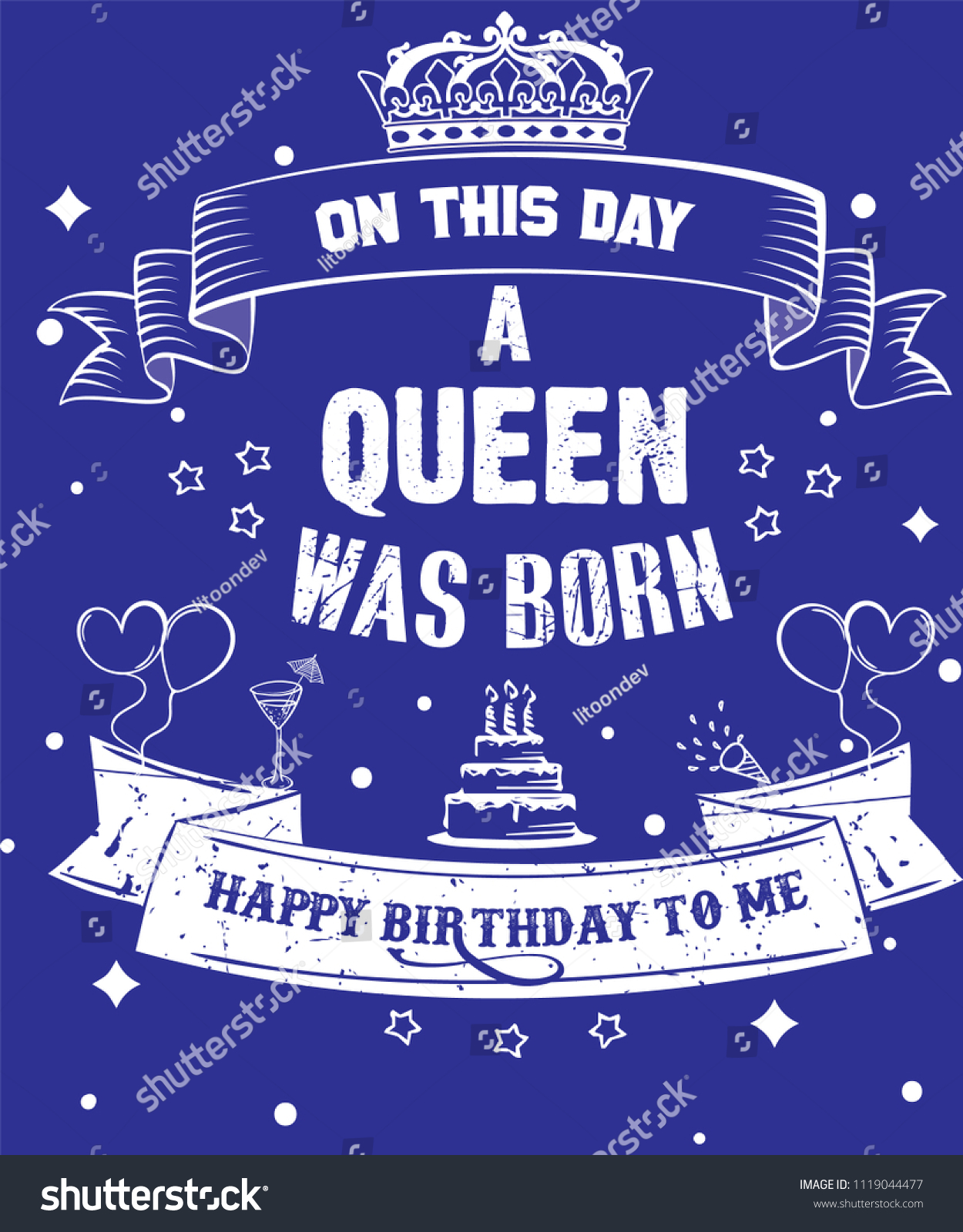 On This Day Queen Born Happy Stock Vector Royalty Free