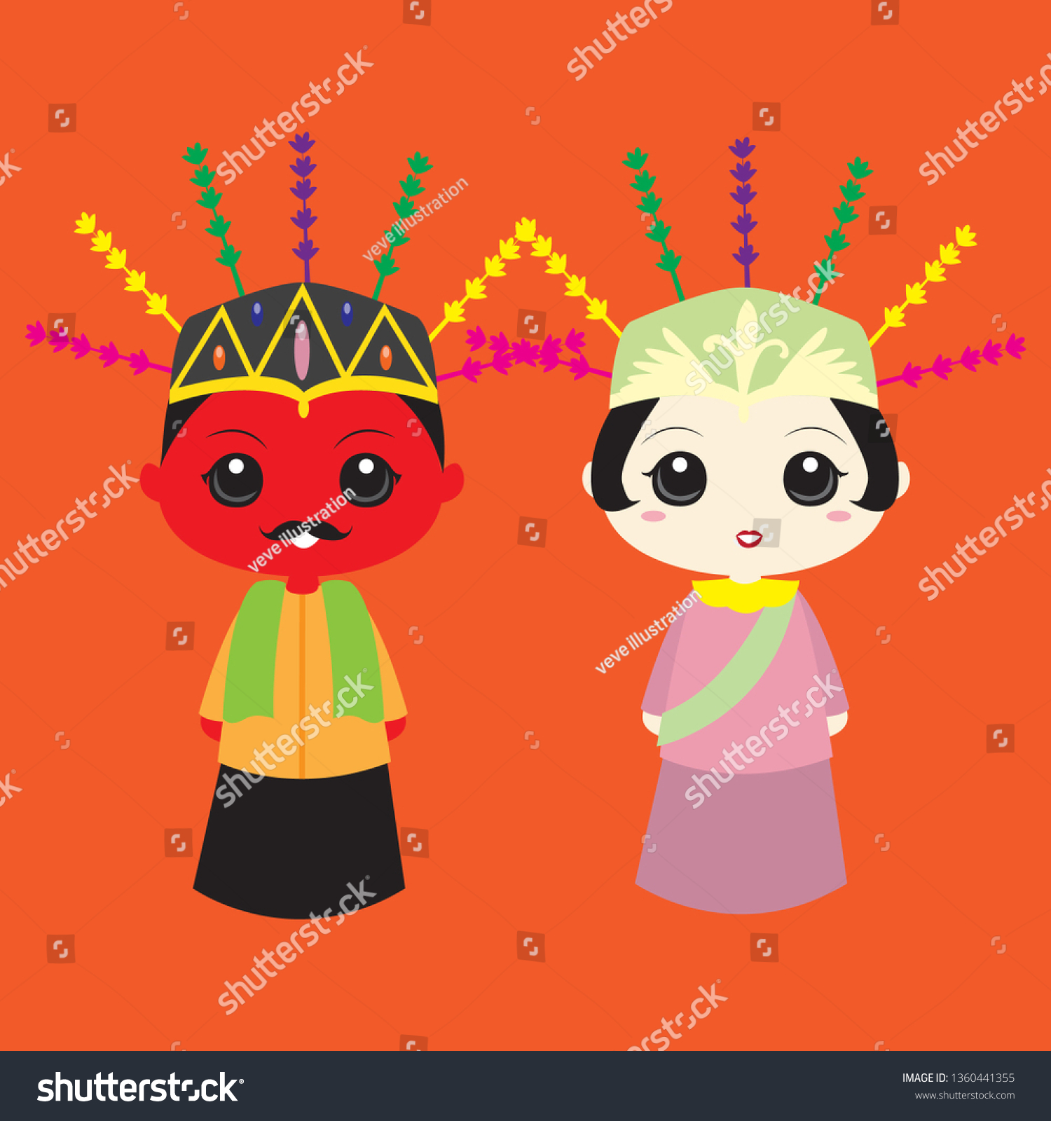 Ondelondel Traditional Dolls Jakarta Indonesia Therere Stock Vector Royalty Free 1360441355