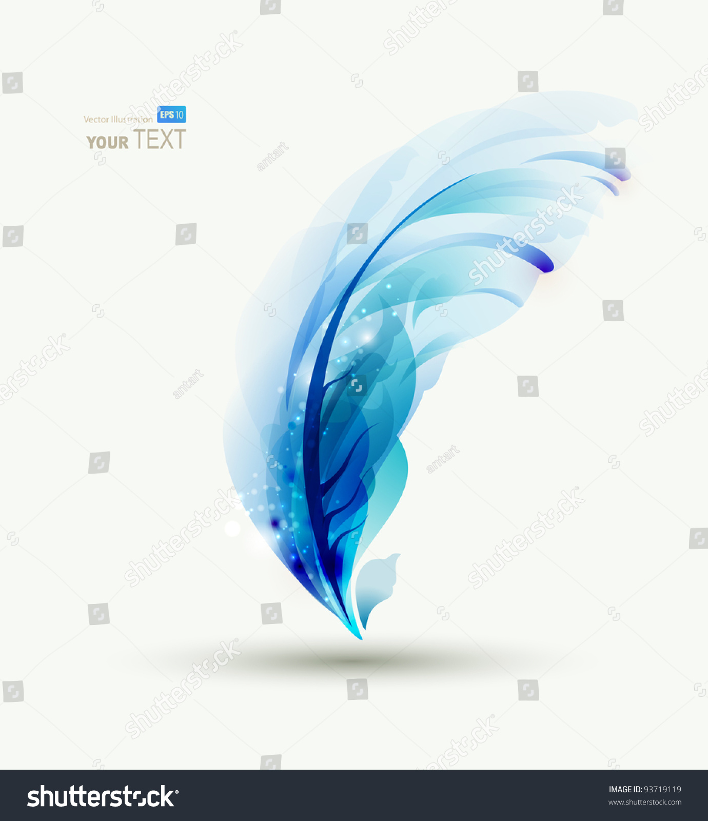 One Abstract Blue Writing Feather Stock Vector 93719119 - Shutterstock