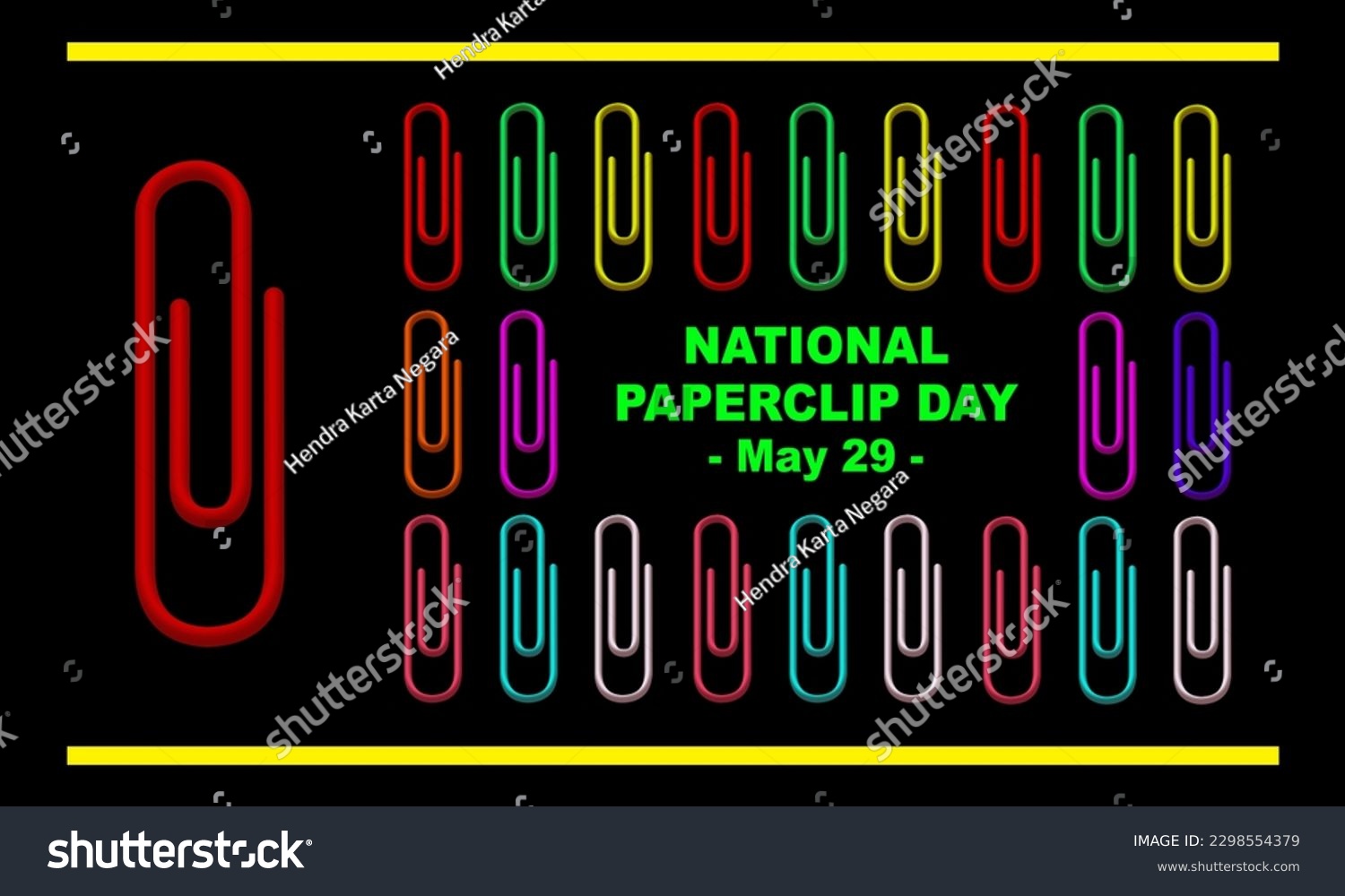 SVG of one big red paper clip and several colored paper clips neatly arranged with Bold text in the middle to commemorate NATIONAL PAPERCLIP DAY on May 29 svg
