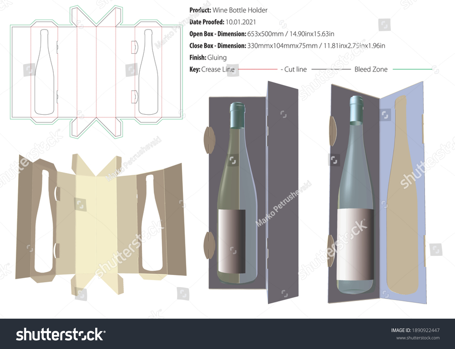 SVG of One bottle holder packaging design template gluing die cut - vector svg