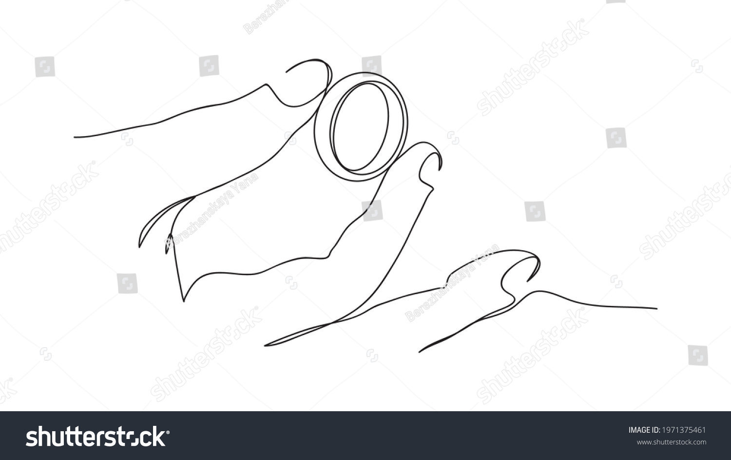SVG of One continuous drawn line love marriage marriage symbol drawn by hand picture silhouette. line art. ring exchange ritual svg
