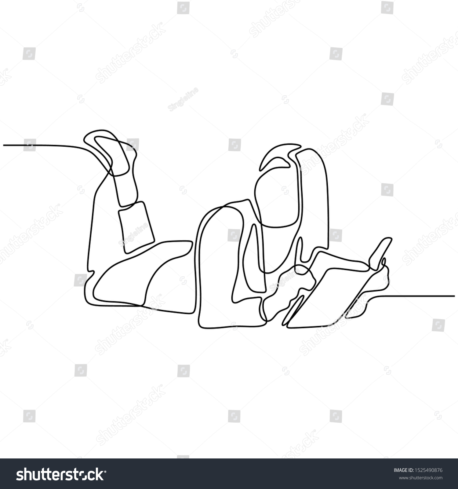 One Continuous Drawn Line Young Girl Stock Vector (Royalty Free ...