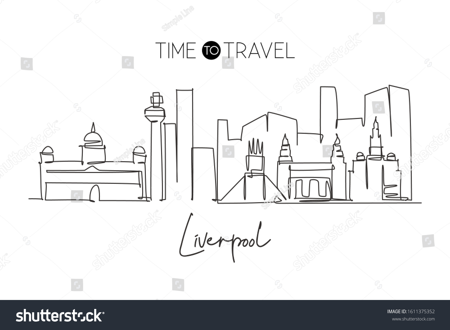 One Continuous Line Drawing Liverpool City Stock Vector (Royalty Free ...