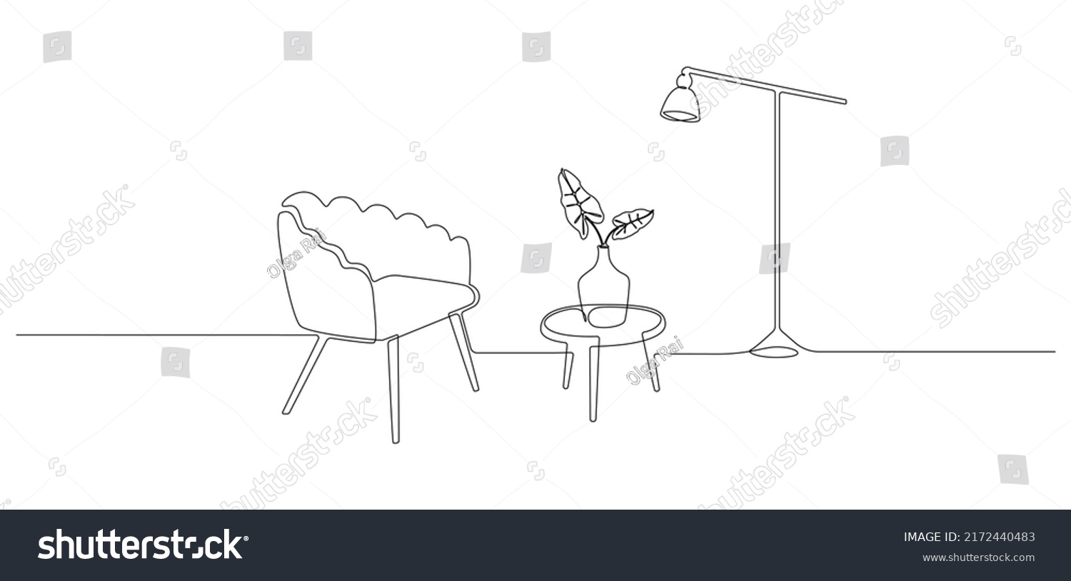 One Continuous Line Drawing Armchair Loft Stock Vector (Royalty Free ...