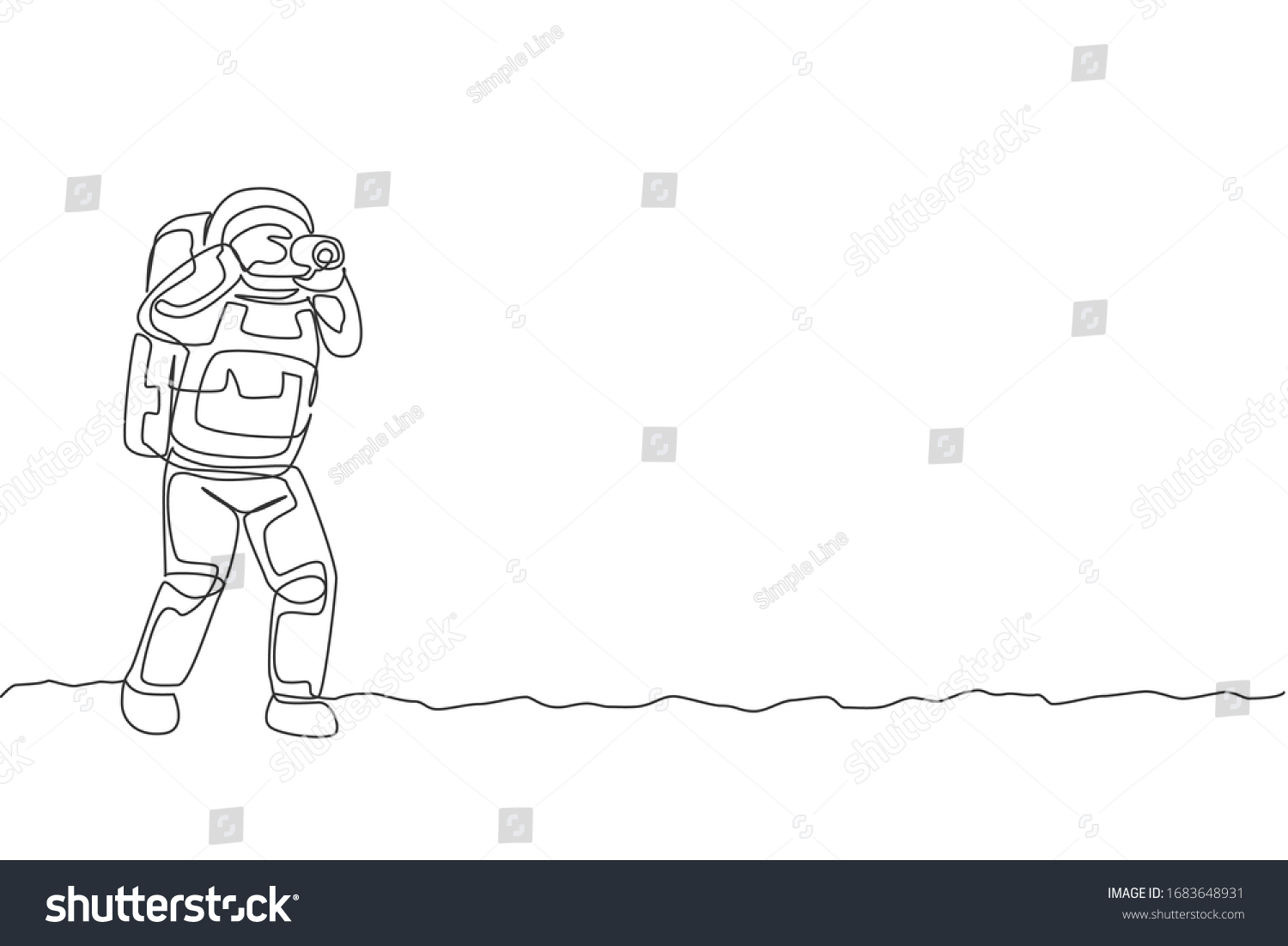 One Continuous Line Drawing Astronaut Doing Stock Vector (Royalty Free ...