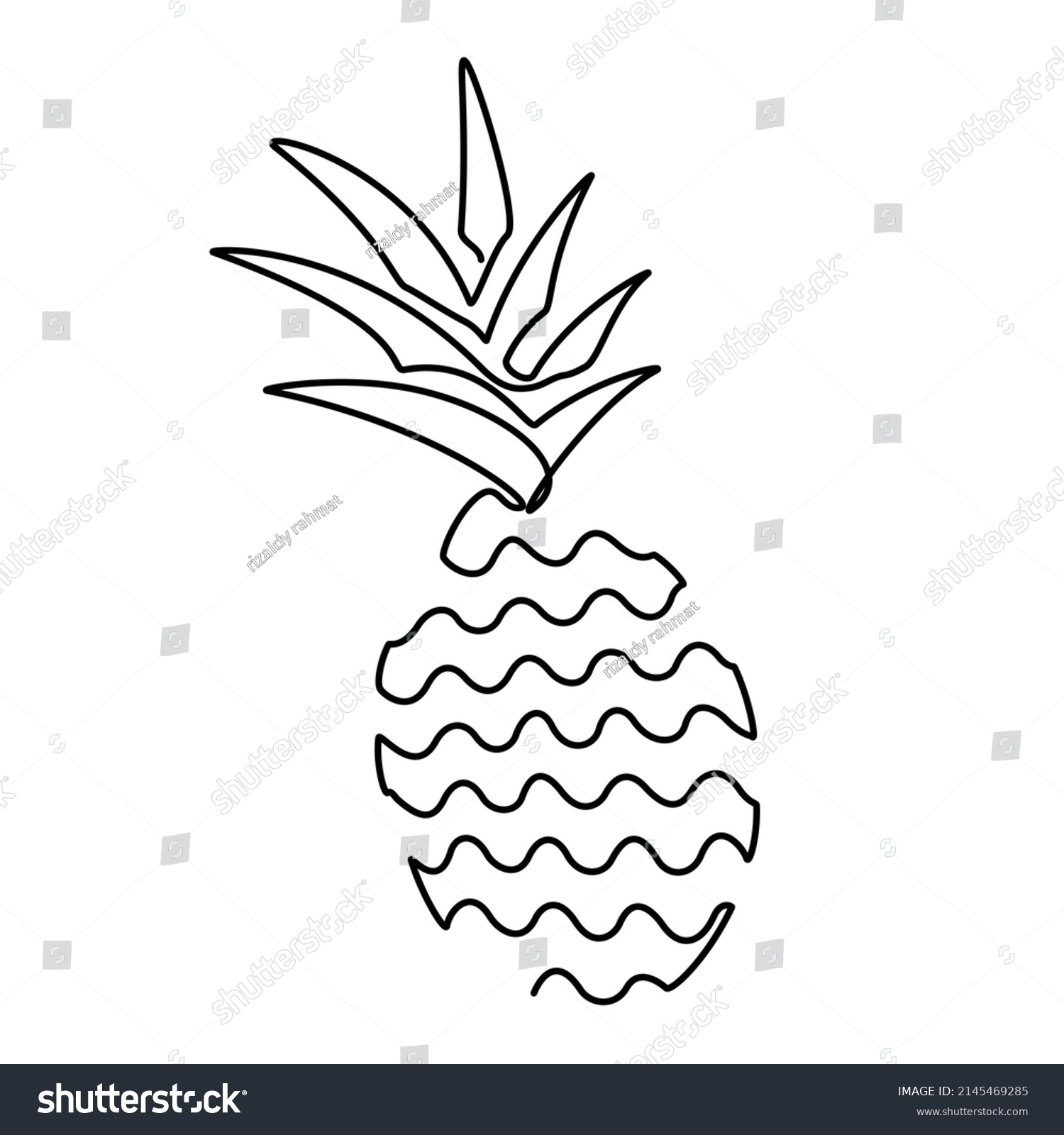 One Continuous Line Drawing Pineapple Healthy Stock Vector (Royalty ...