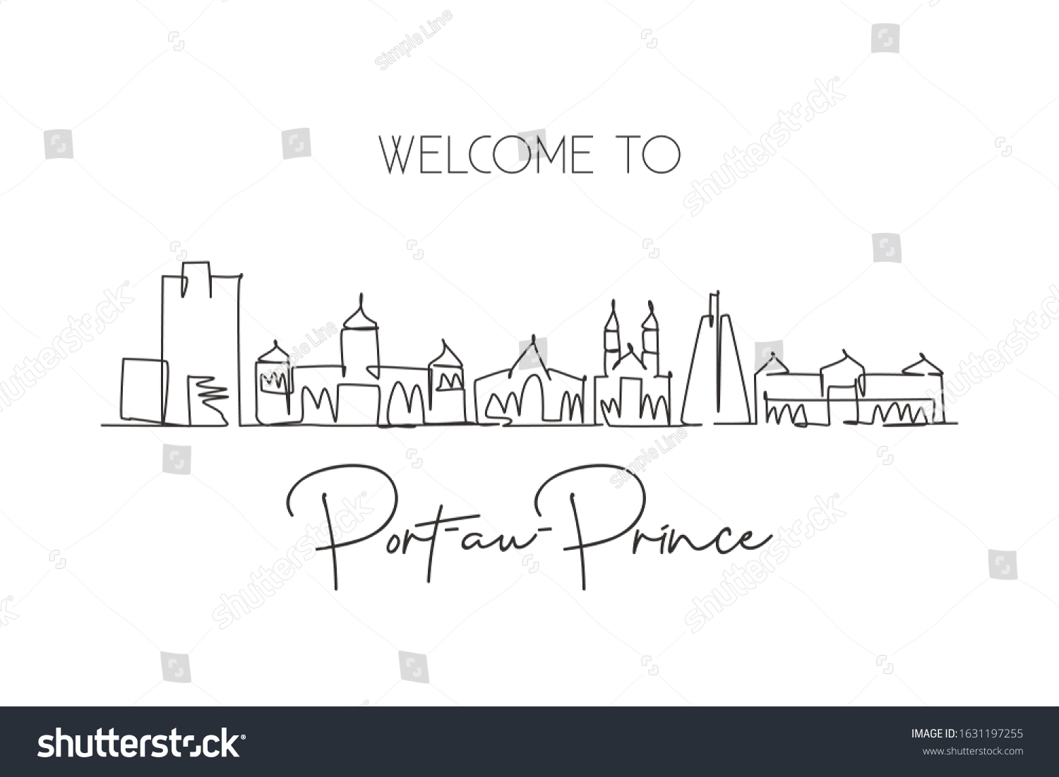 One Continuous Line Drawing Port Au Stock Vector Royalty Free