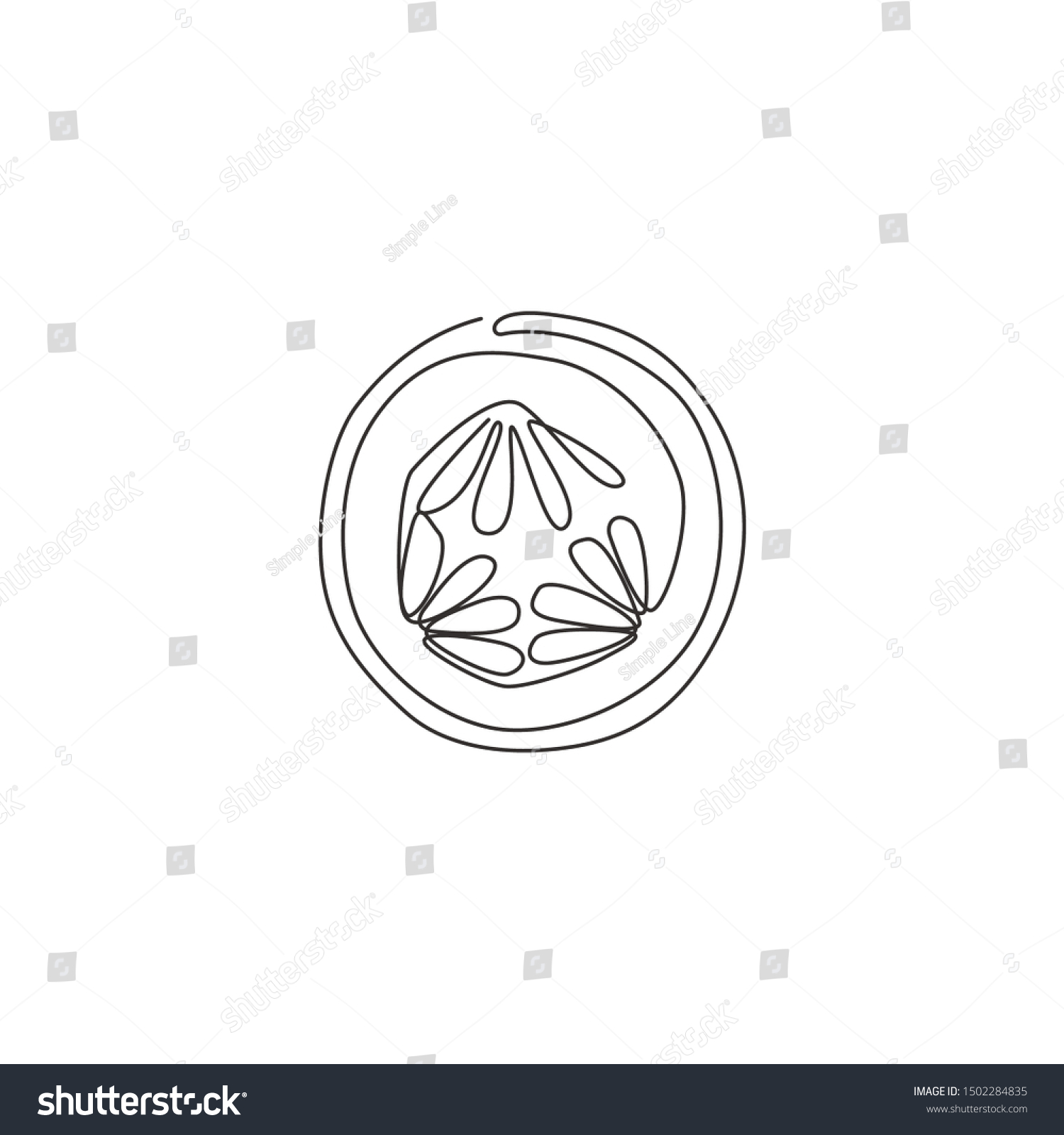 One Continuous Line Drawing Round Sliced Stock Vector Royalty Free